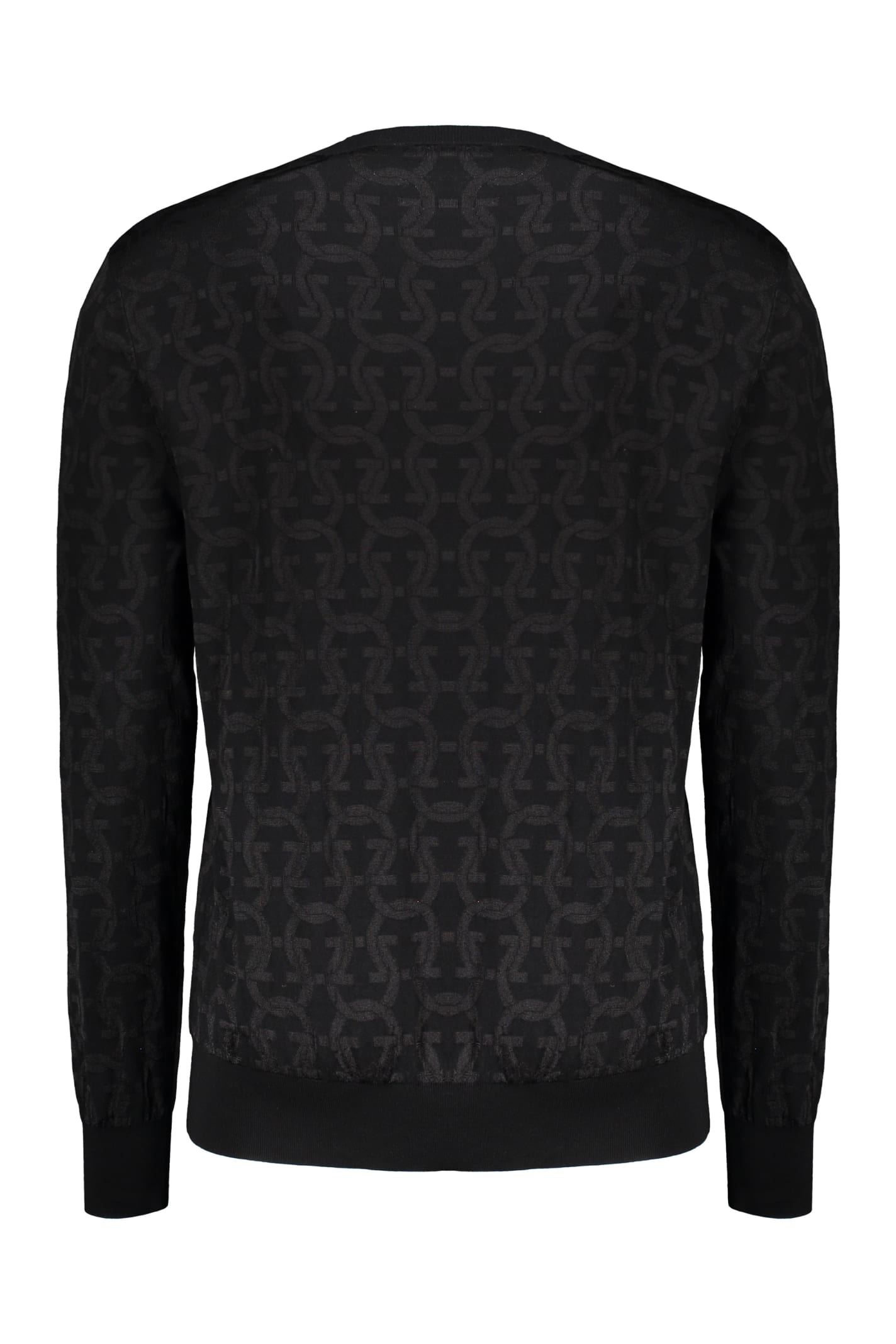 Shop Ferragamo Long Sleeve Crew-neck Sweater In Black