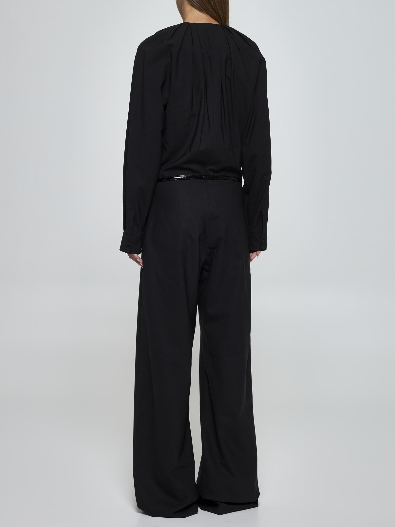 Shop Gucci Belted Wool Jumpsuit In Black