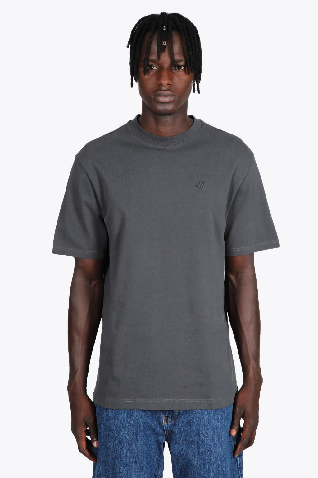 Axel Arigato Signature T-shirt Faded black cotton t-shirt with chest embroidery - Signature t-shirt