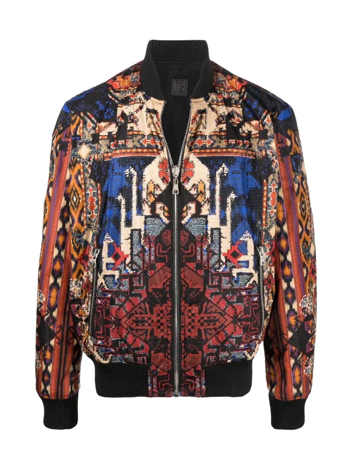 Balmain Reversible Patchwork Print Nylon Bomber Jacket In Multicolor