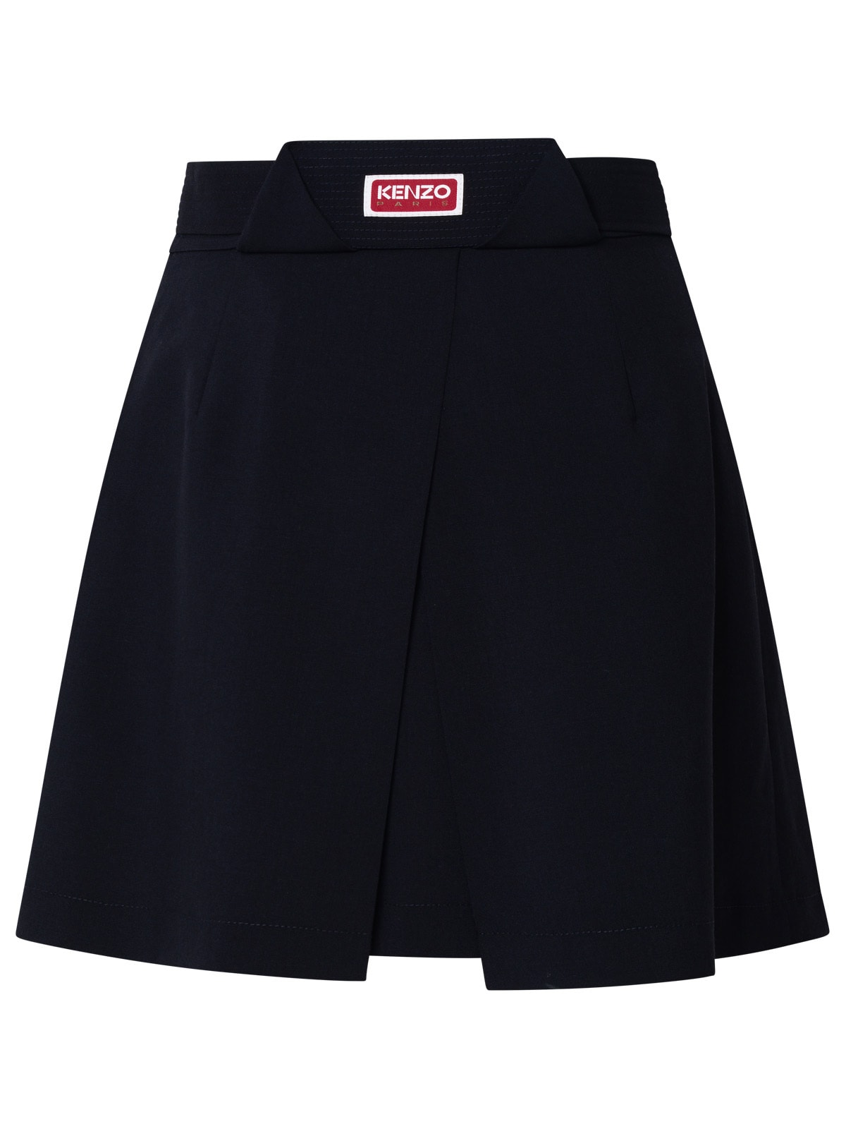 Shop Kenzo Navy Virgin Wool Miniskirt