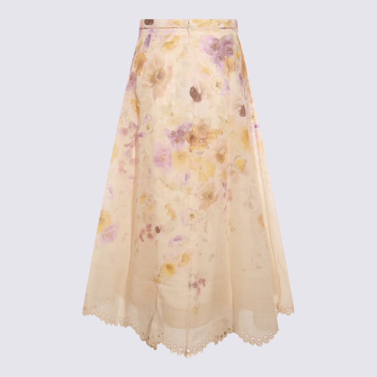 Zimmermann Light Orange Linen Skirt In Neutral