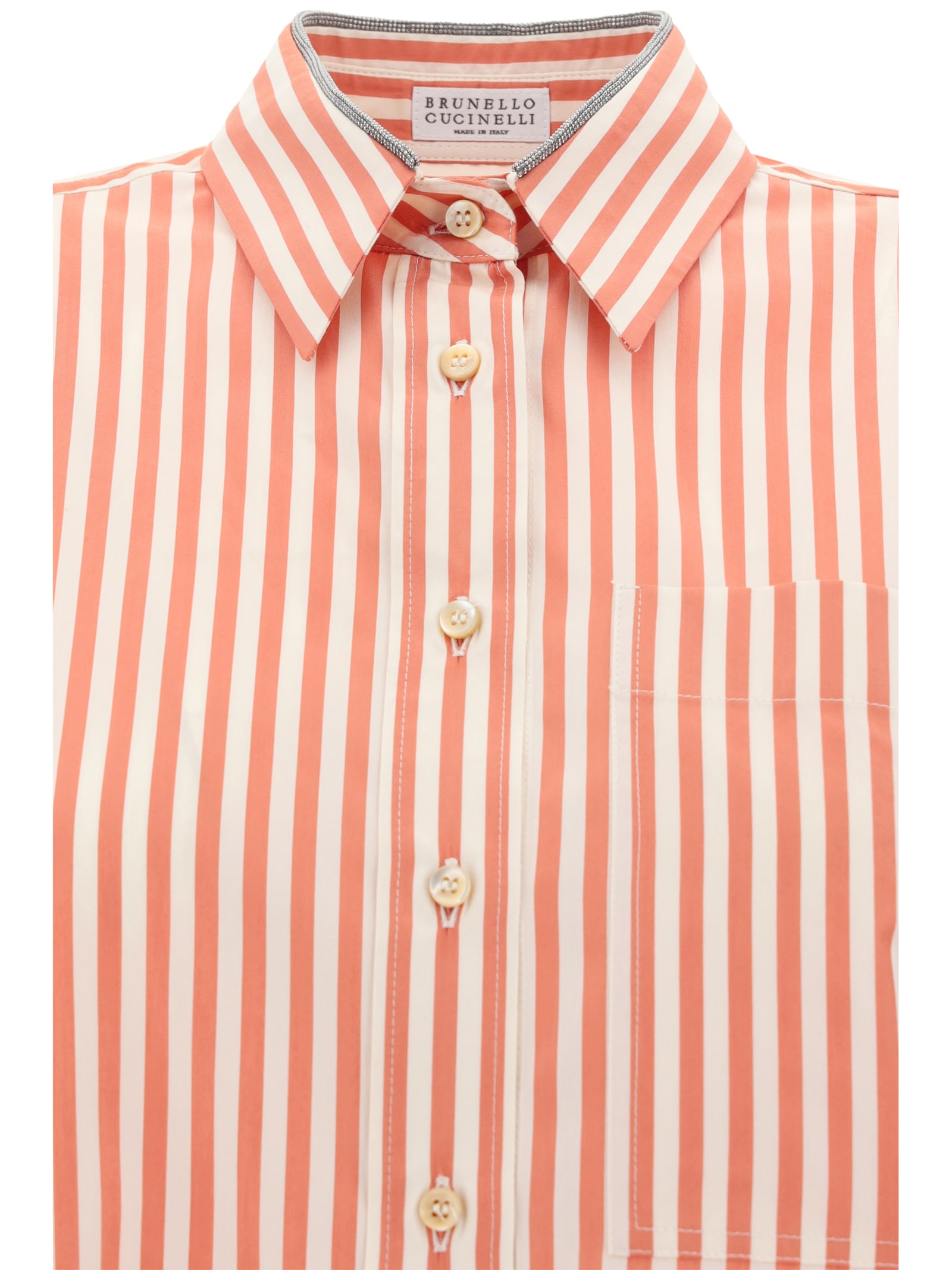 Shop Brunello Cucinelli Shirt In Panama/arancio
