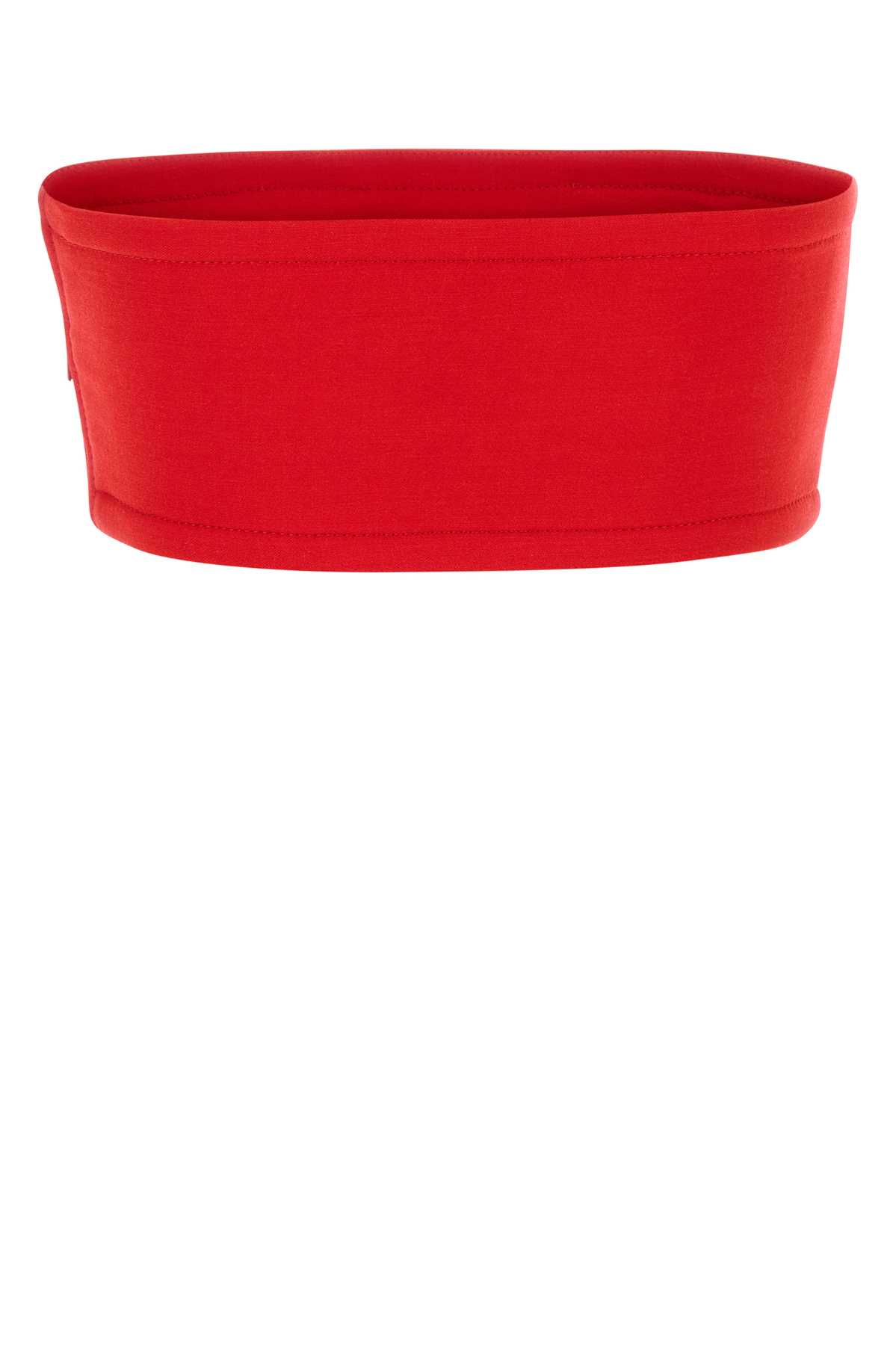 Prada Crop-top In Lana Rossa Donna In Rosso