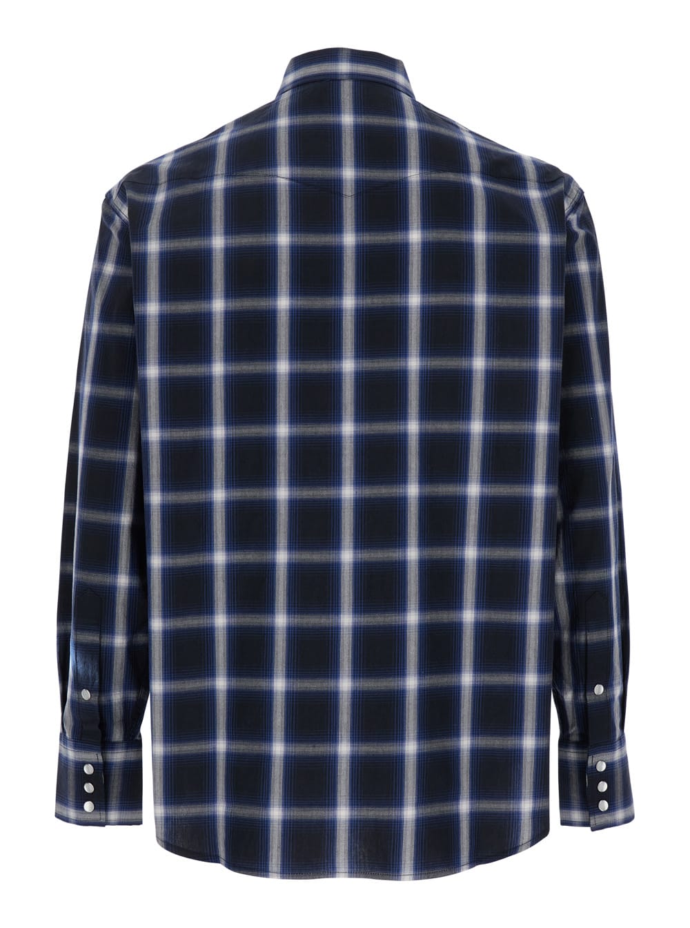 Tonywack Blue Shirt With Classic Collar And All-over Check Motif In Cotton Man In Blu