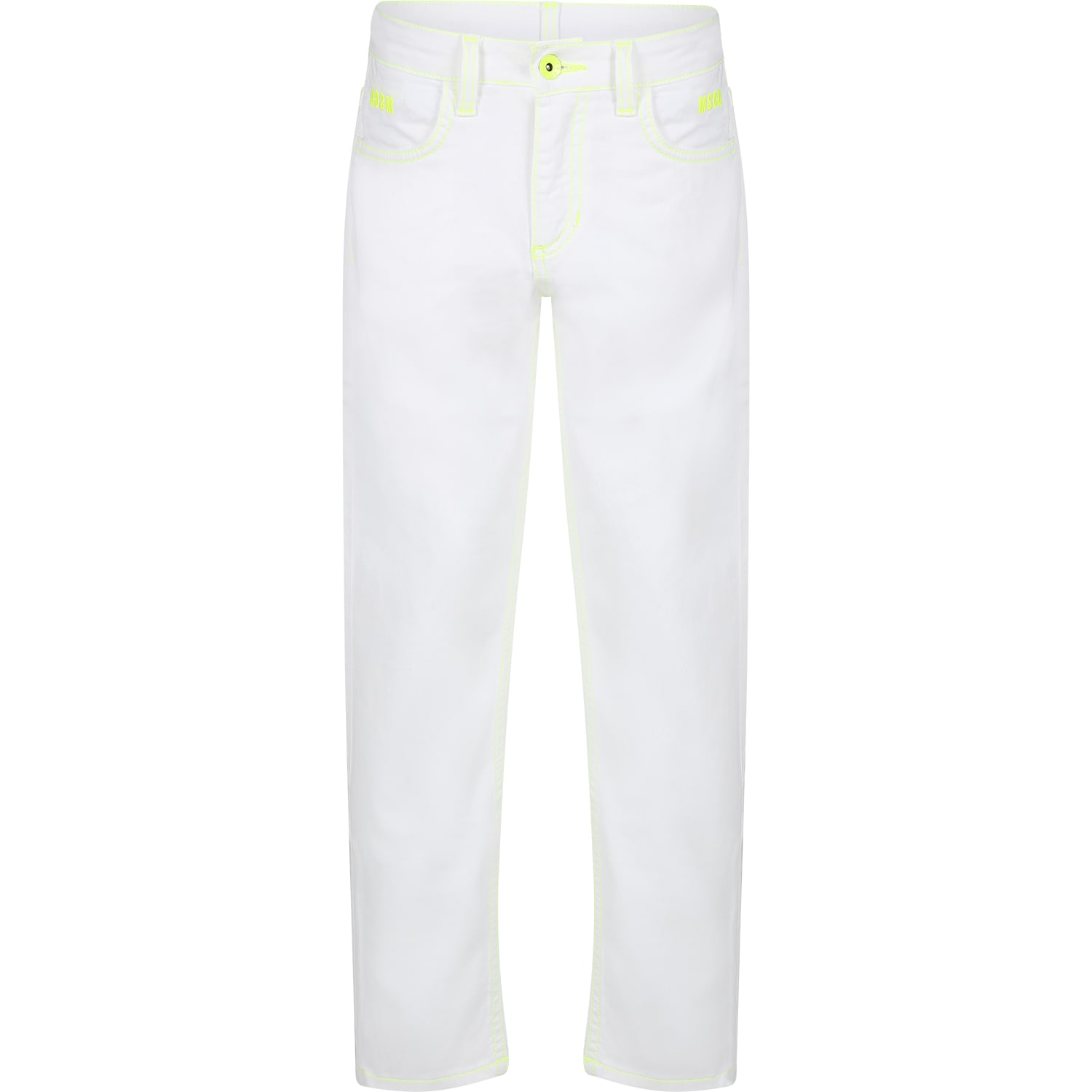 Shop Msgm White Jeans For Boy With Logo