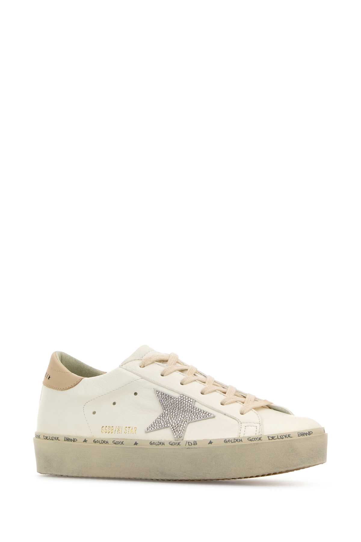 Shop Golden Goose White Leather Hi Star Sneakers In Whitecrystalsmokegrey