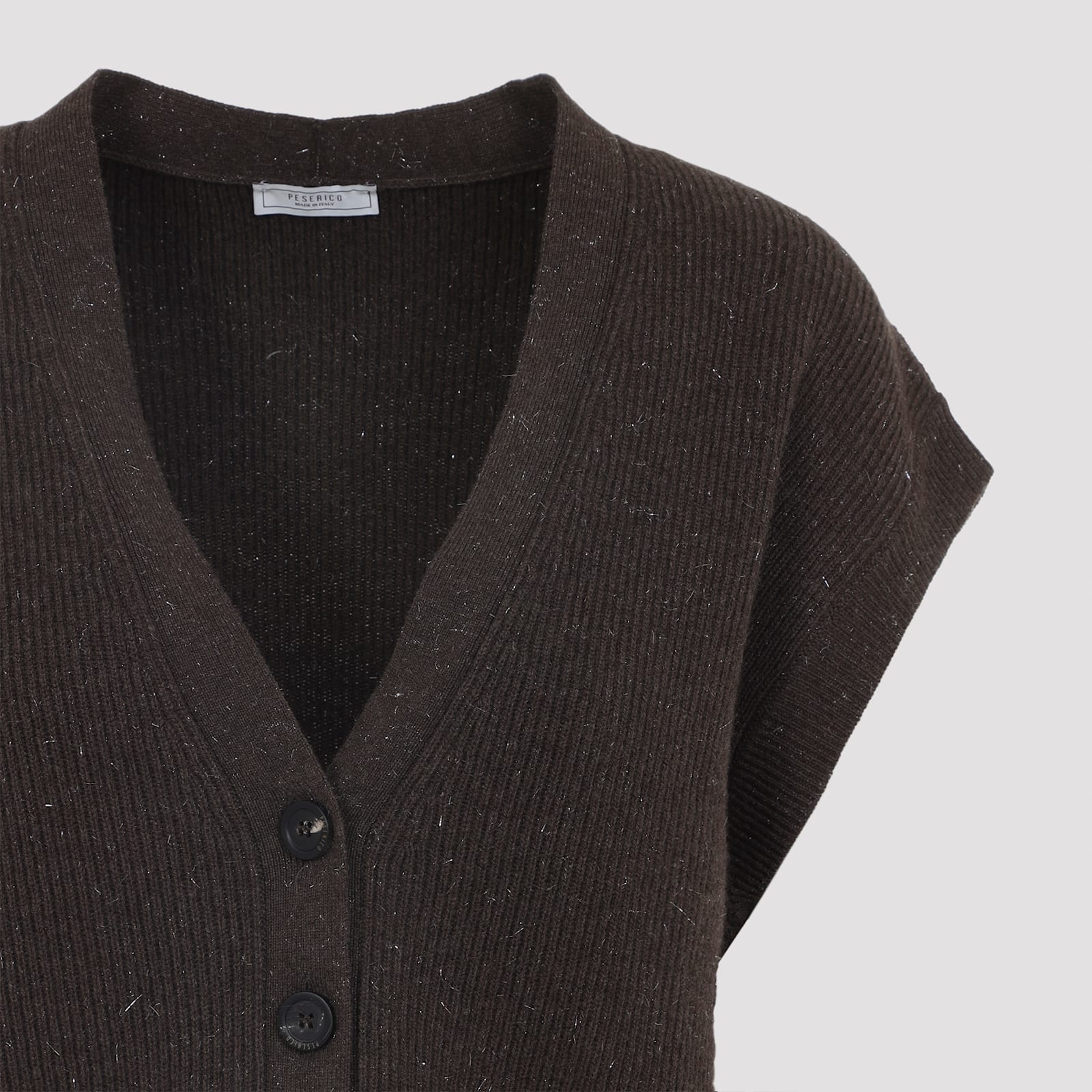 Peserico Speckled-effect Short-sleeves Cardigan In Brown