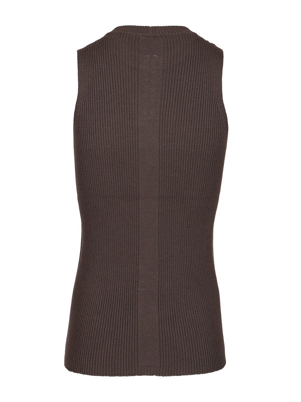Rick Owens Tank In Ribbed Wool Knit Knitwear Brown In Brown