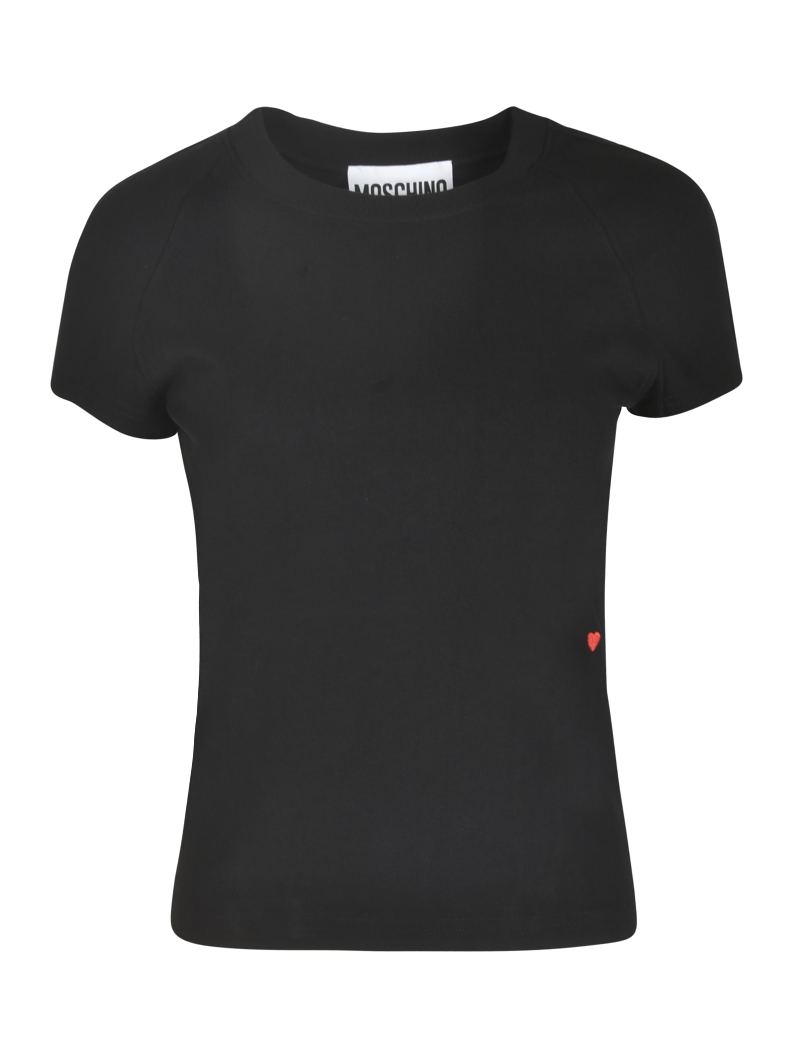 Shop Moschino Heart Logo Round Neck Slim T-shirt In Black