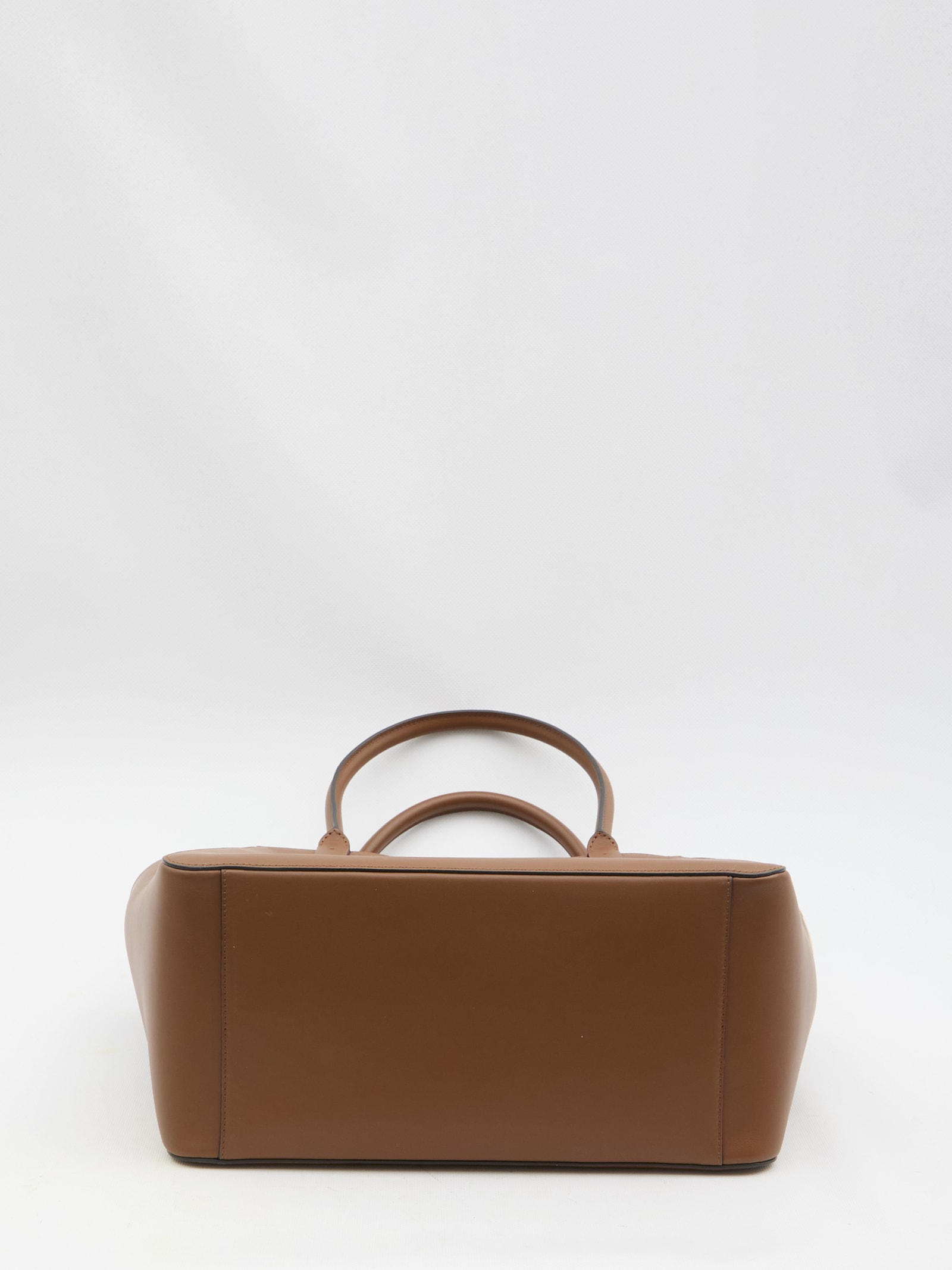 Shop Valentino Vlogo Side Shopping Bag In Brown