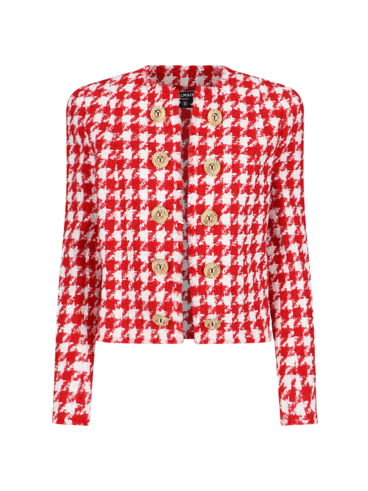 Balmain Houndstooth Jacket In Red