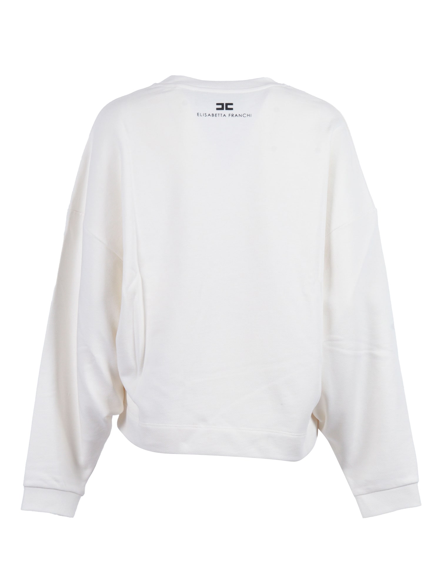 Elisabetta Franchi Oversized Sweatshirt With Bold Text Graphics In White