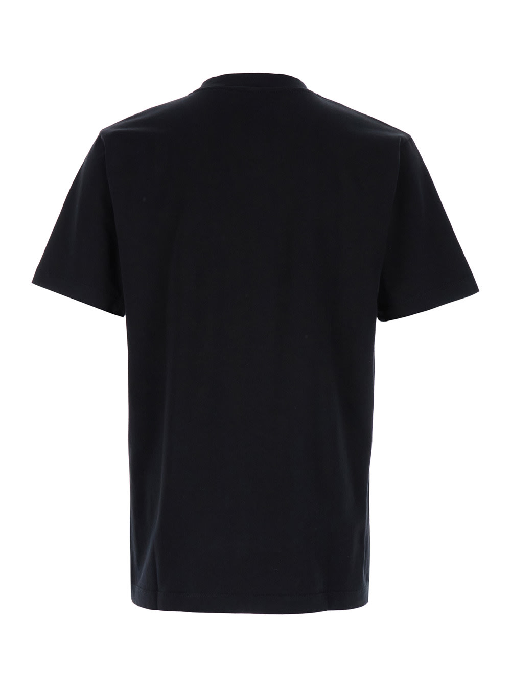 Shop Off-white Black Crewneck T-shirt With Contrasting Off Print In Cotton Man