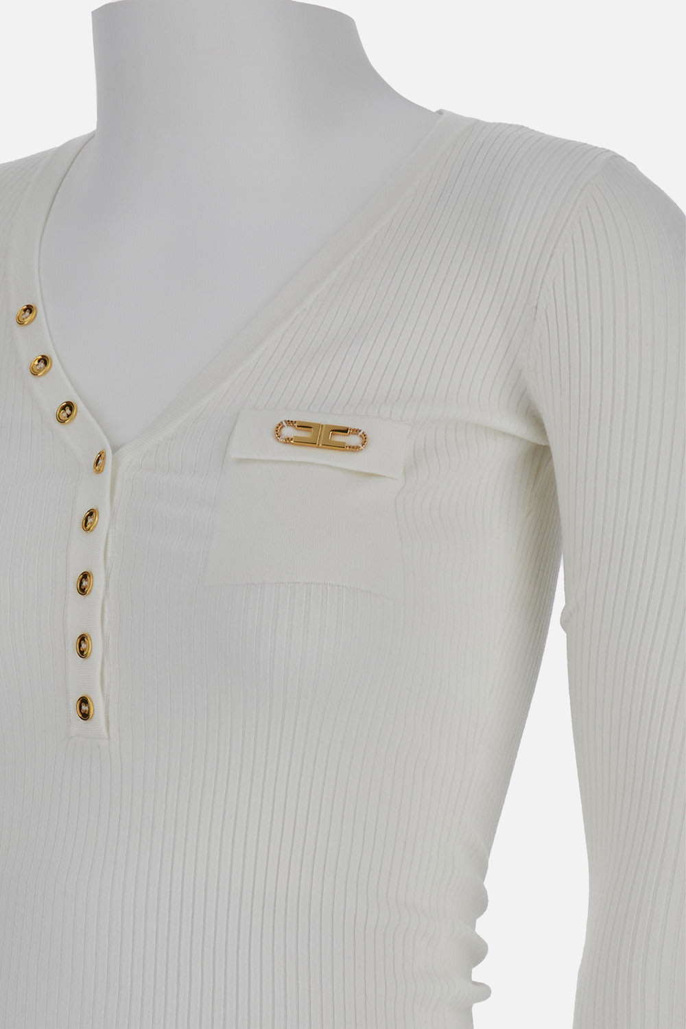 Elisabetta Franchi Knitted Sweater In Gray