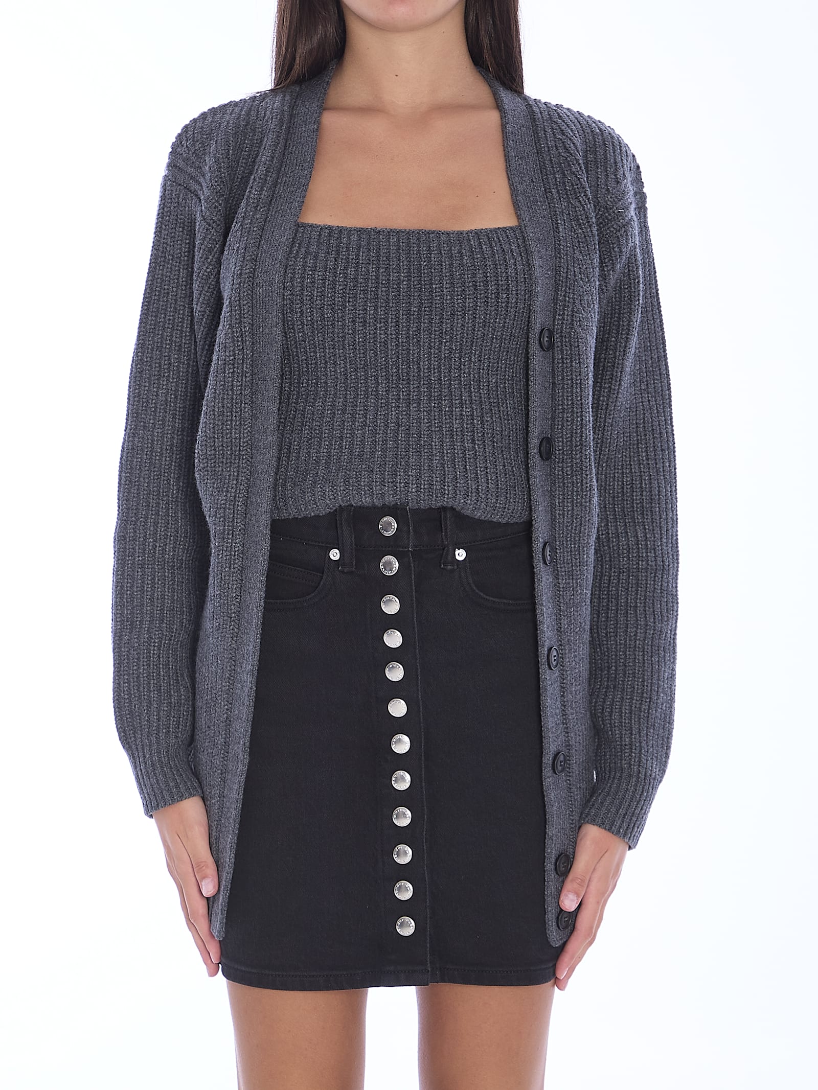 Shop Alexander Wang Pre-styled Twinset Cardigan In Grey