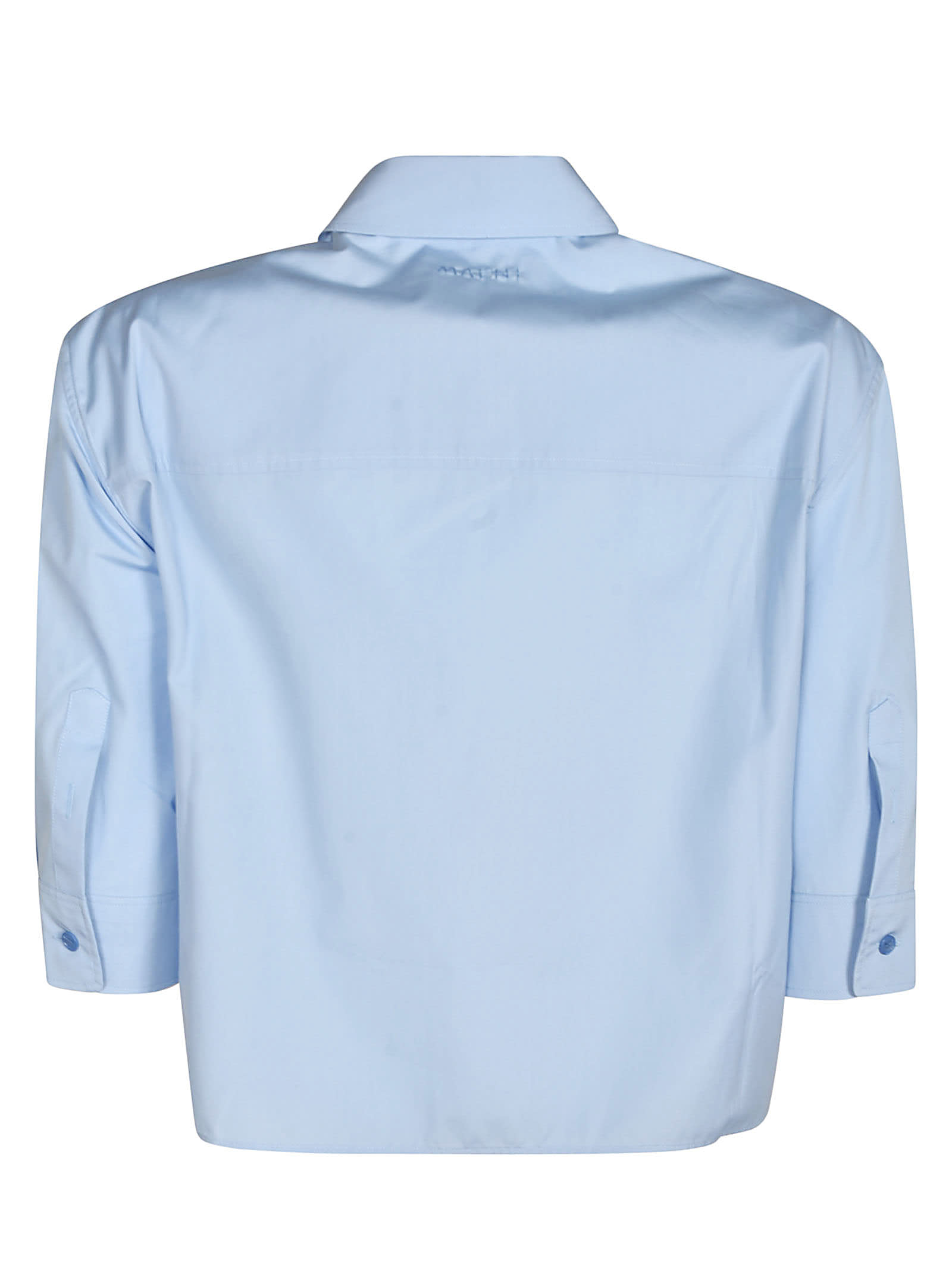 Shop Marni Cropped Shirt In Azure