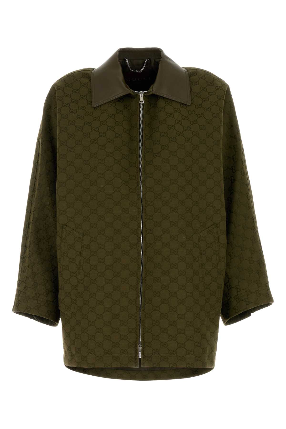 Olive Green Gg Fabric Jacket