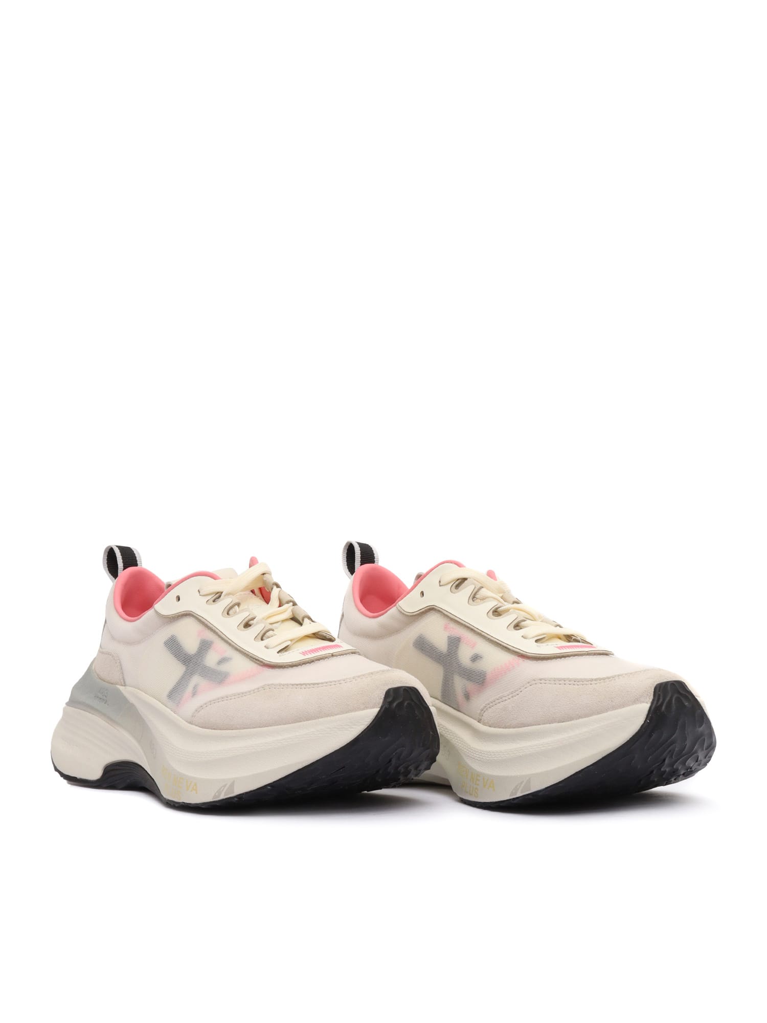 Premiata Hill Sneakers In Beige Suede And Fabric In White