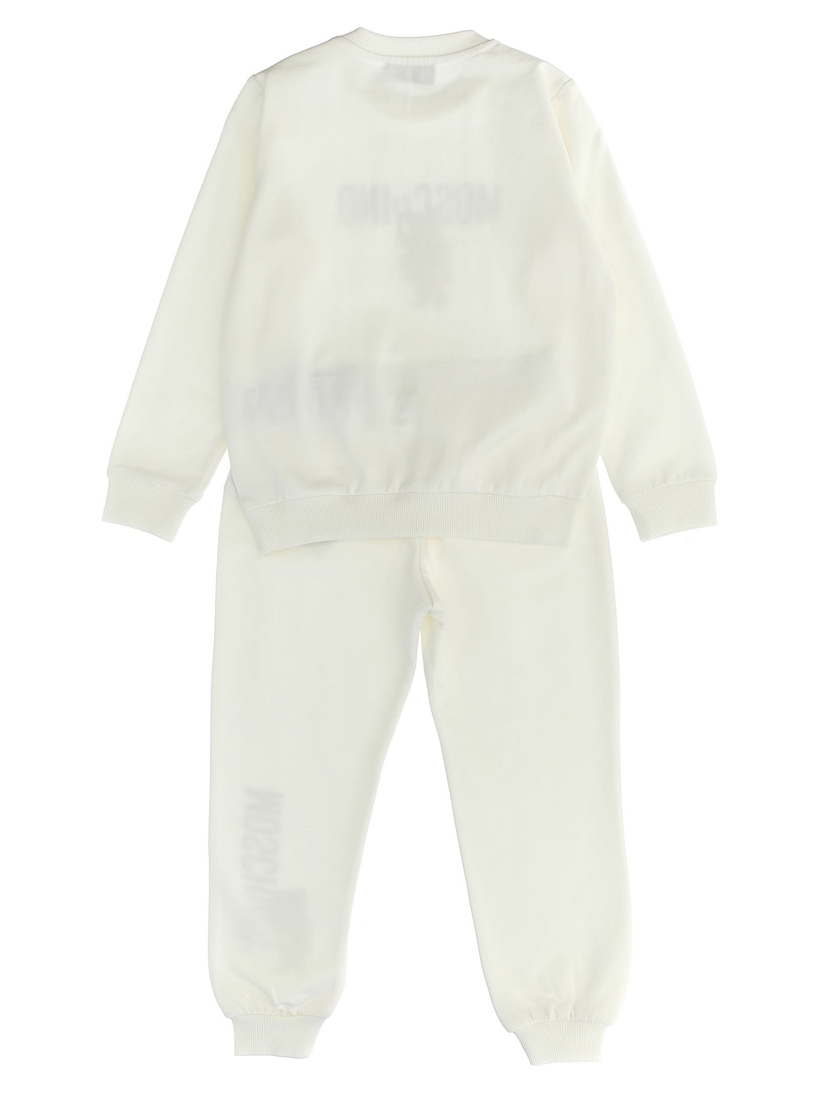 Shop Moschino Sweatshirt Suit + Logo Print Joggers In White