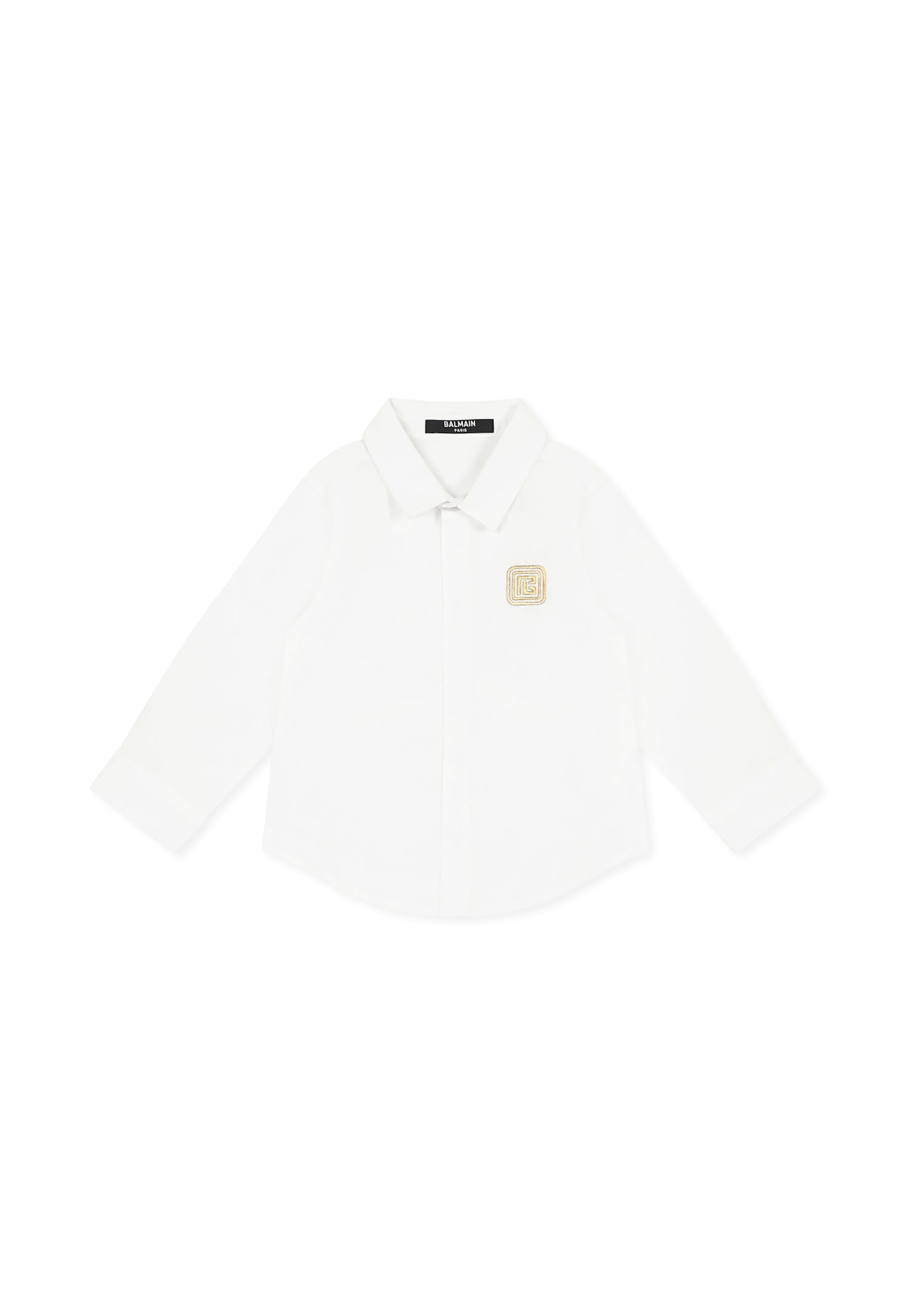Shop Balmain White Shirt For Baby Boy With Labyrinth