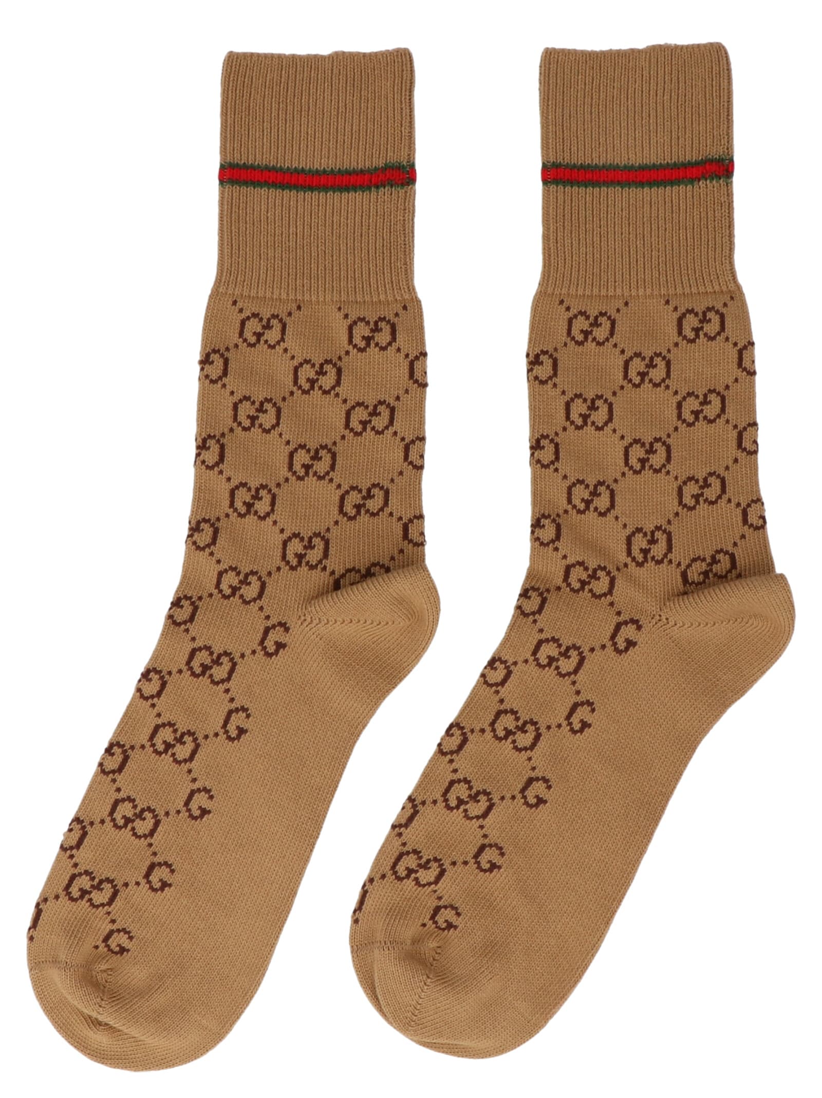 Gucci Gucci 'gg' Socks - Brown - 10968328 | italist