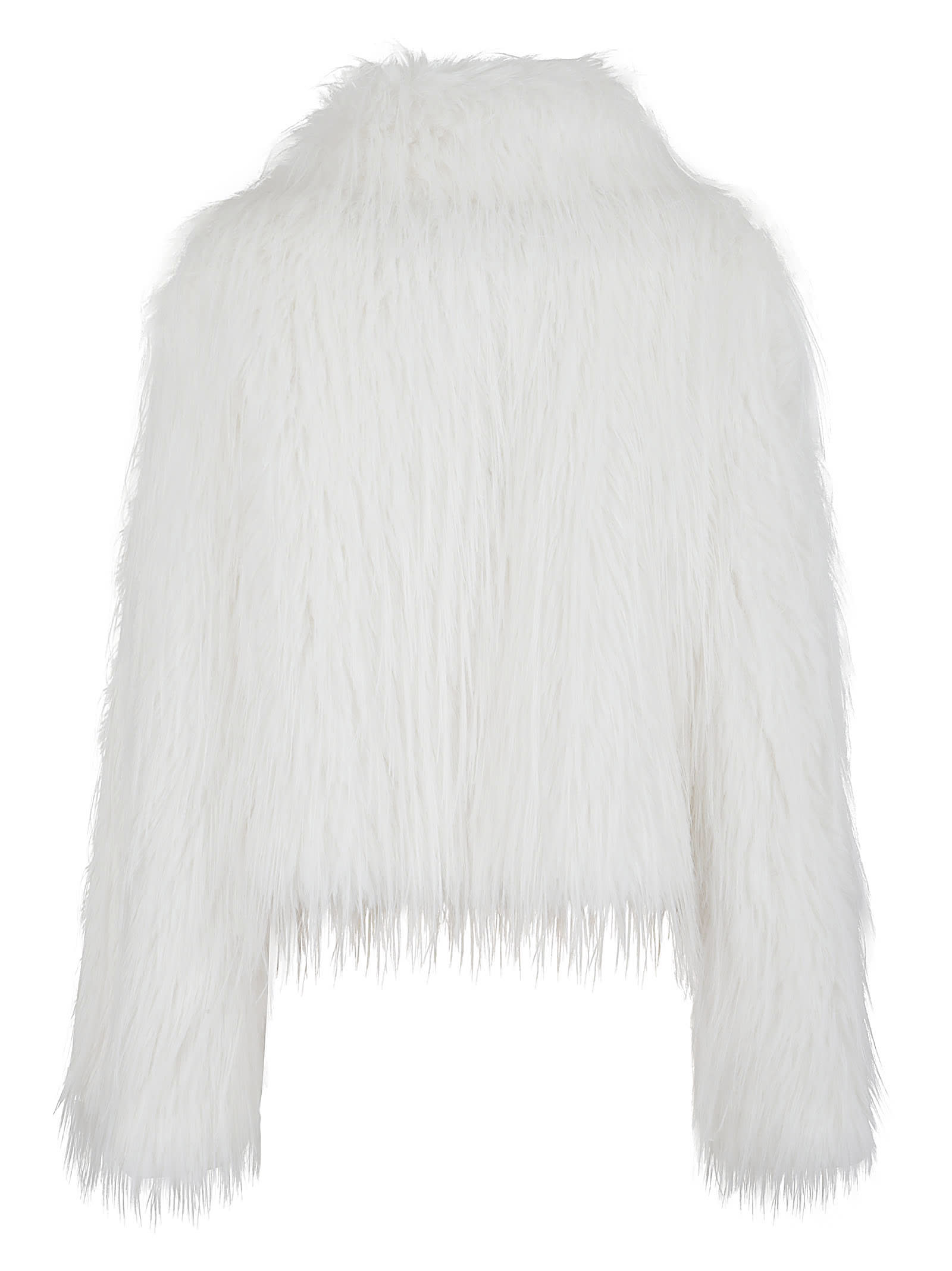 Pinko Peacoat-style Jacket In Soft Fur-effect Fabric In White