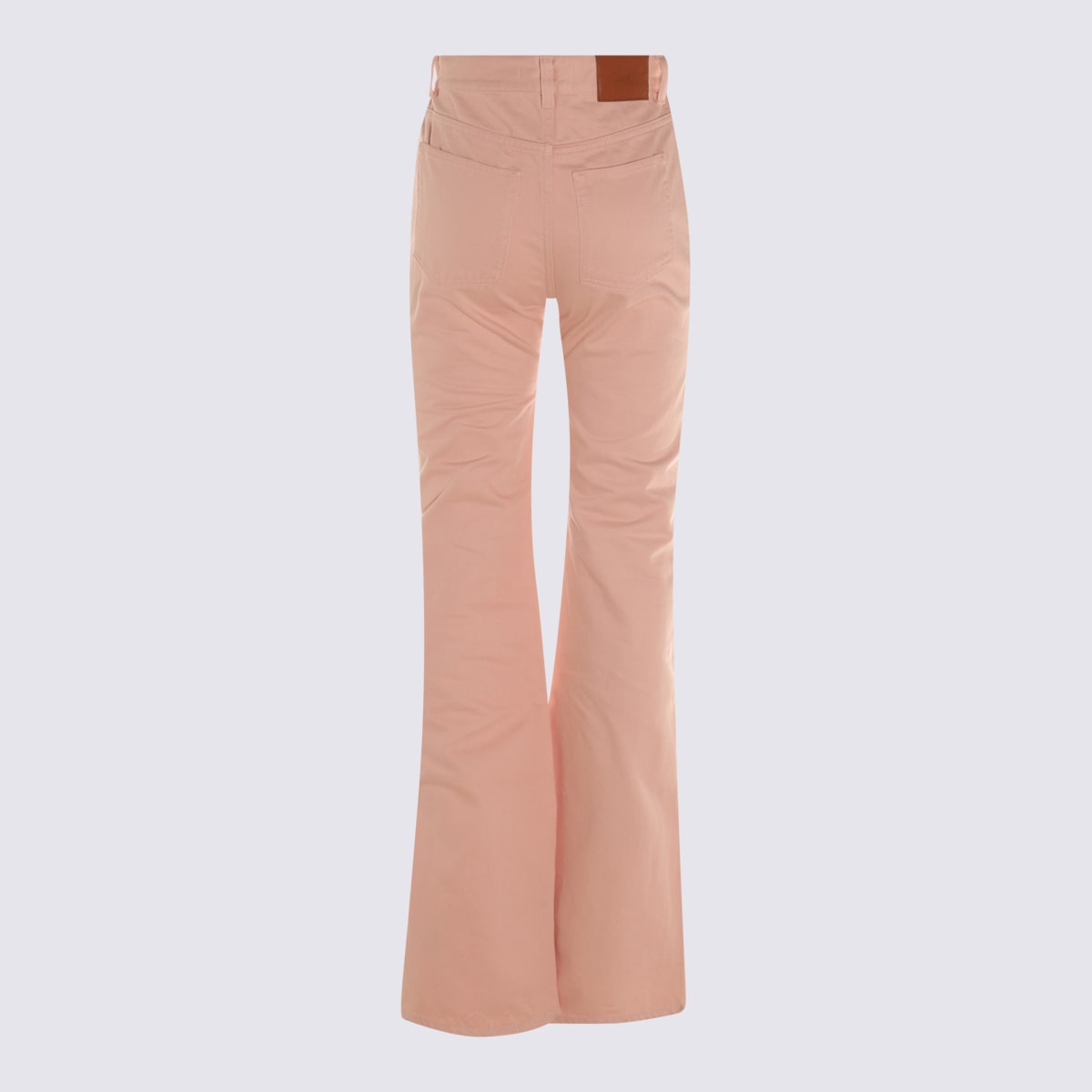 Chloé High Waist Cotton Flare Jeans In Pink