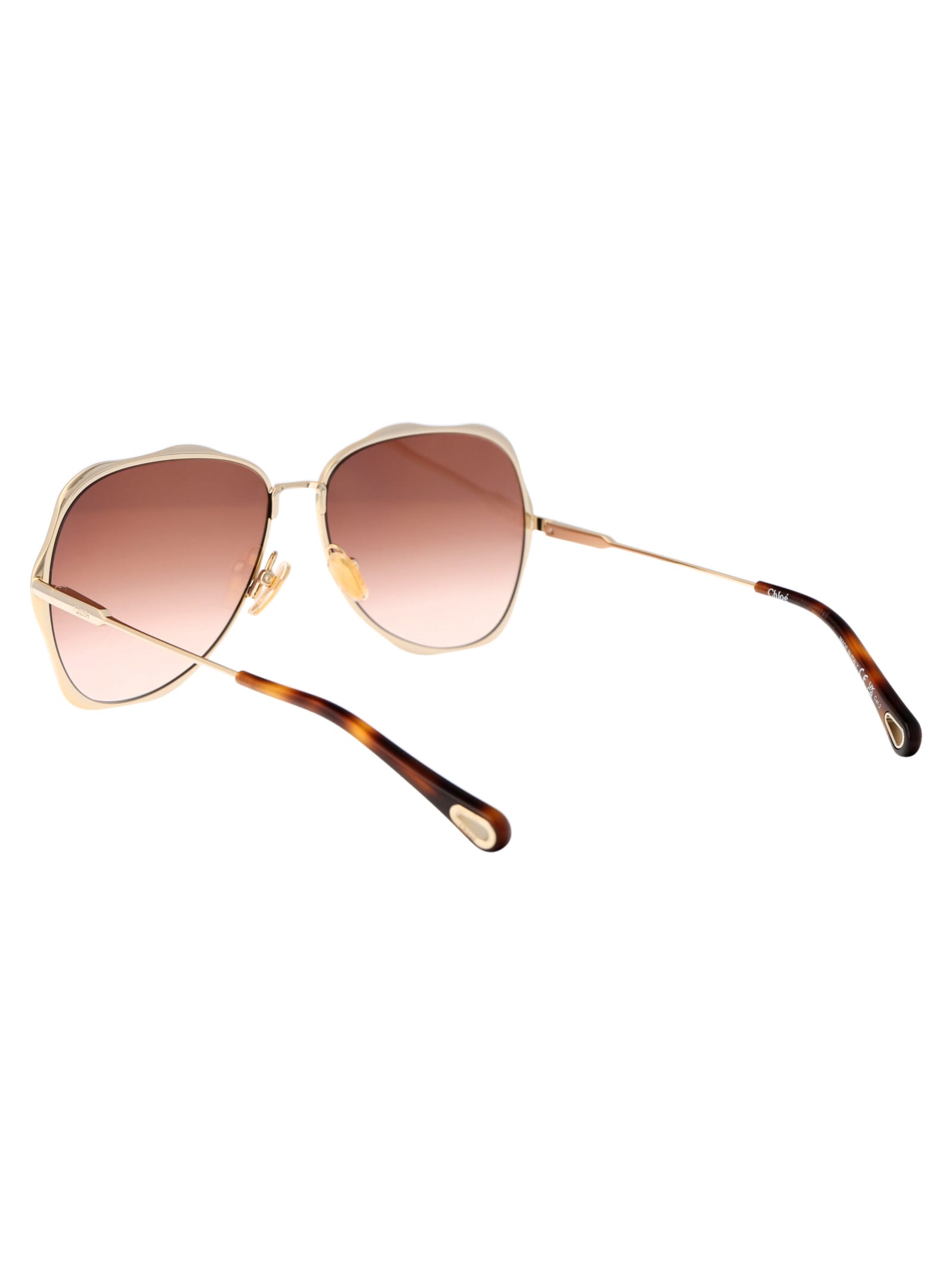 Shop Chloé Ch0183s Sunglasses In 003 Gold Gold Orange