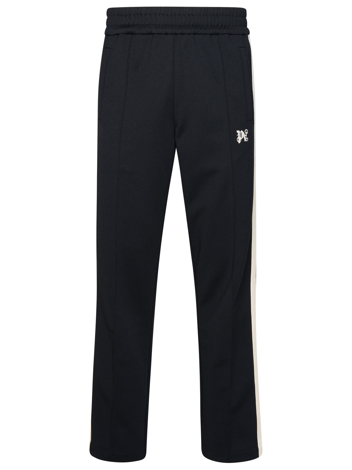 Shop Palm Angels Black Polyester Track Pants In Black/off White