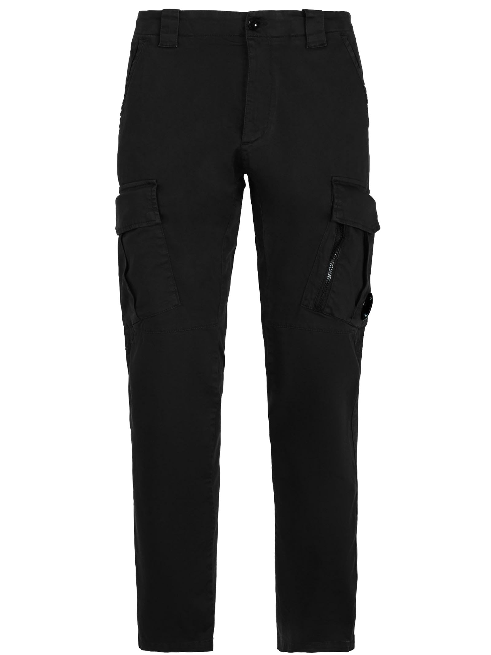C.P. Company Black Stretch Sateen Regular Fit Cargo Pants