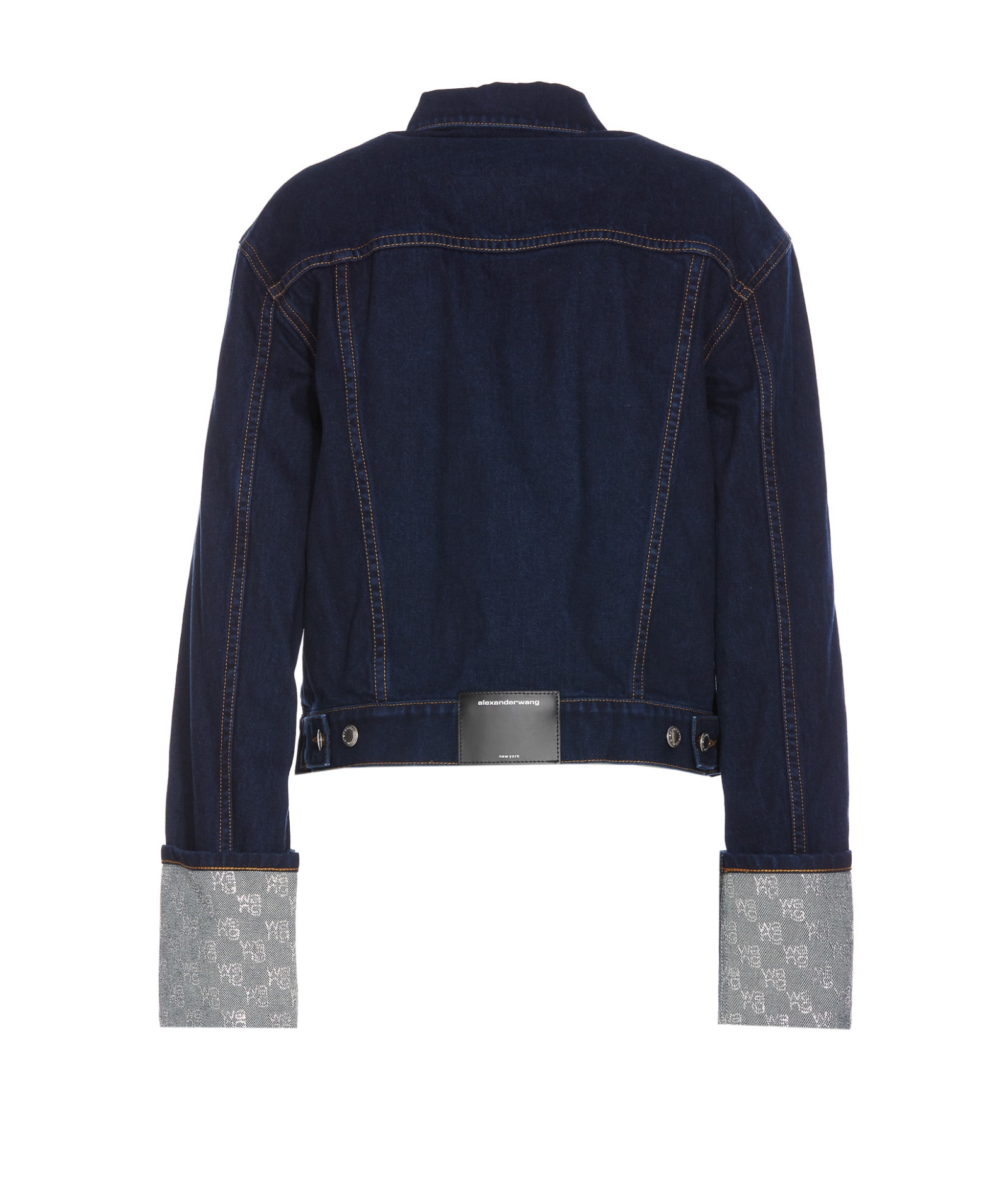 Shop Alexander Wang Crystal Denim Jacket In Blue