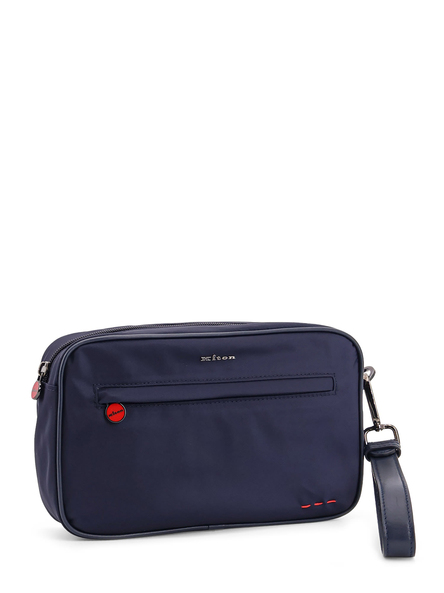 Kiton Nylon Clutch Bag With Iconic Logo Embroidery