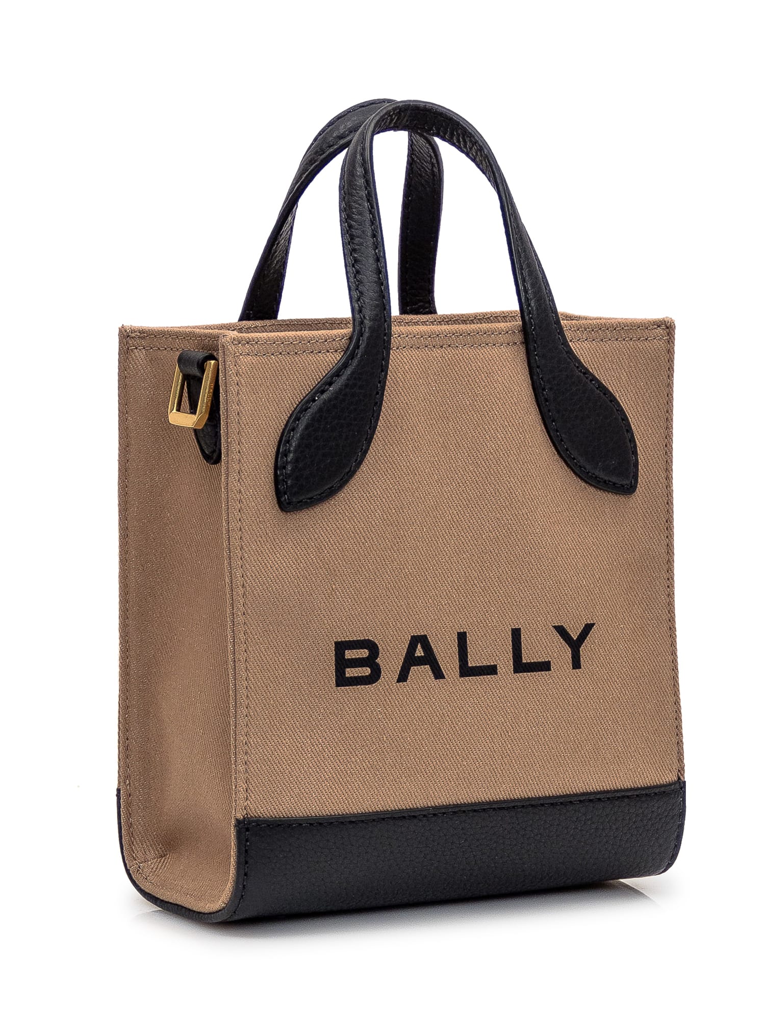 Shop Bally Tote Mini Bag In Sand/black+oro