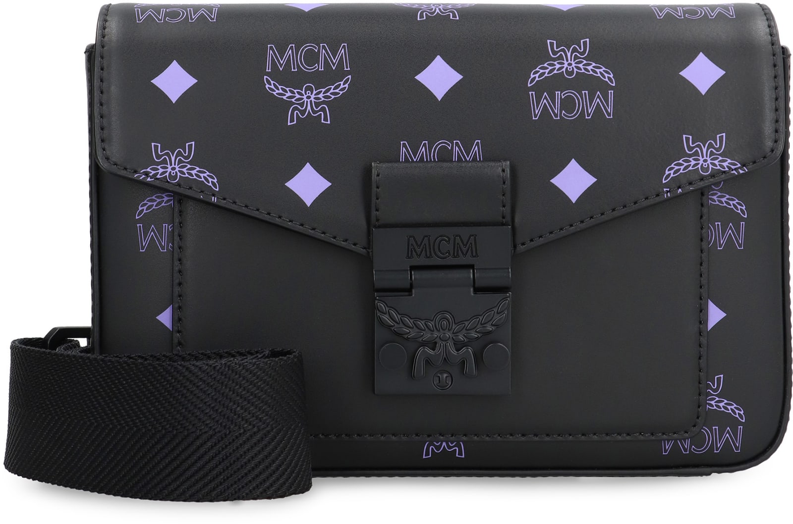 Shop Mcm Viktor Faux Leather Shoulder Bag In Black
