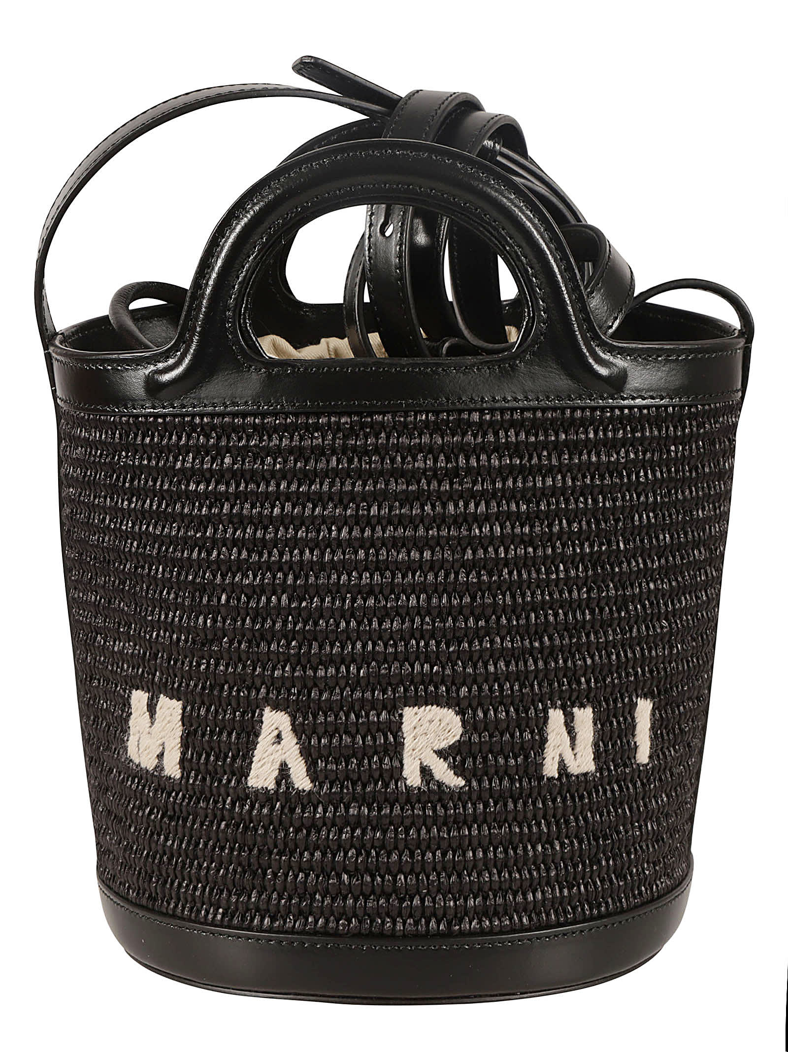 Shop Marni Tropicalia Mini Bucket Bag In Black