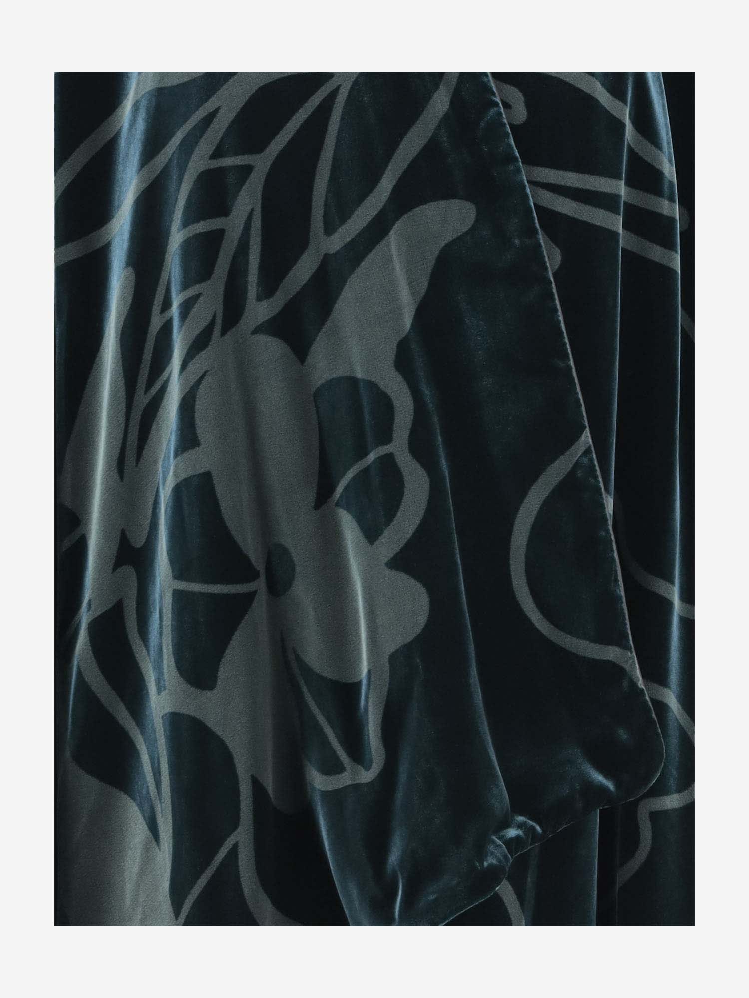 Shop Giorgio Armani Viscose Blend Velvet Cape With Floral Pattern In Green