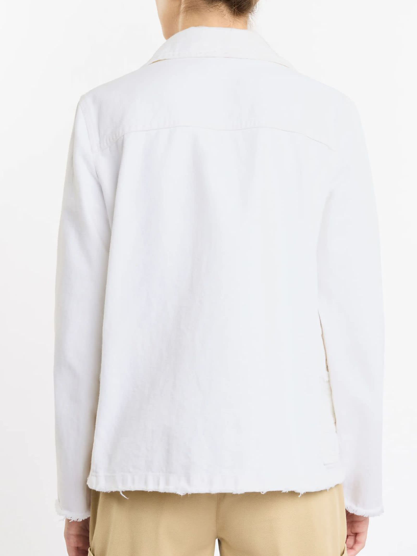 Fay Classic White Jacket With Collar And Gold-tone Hardware In White