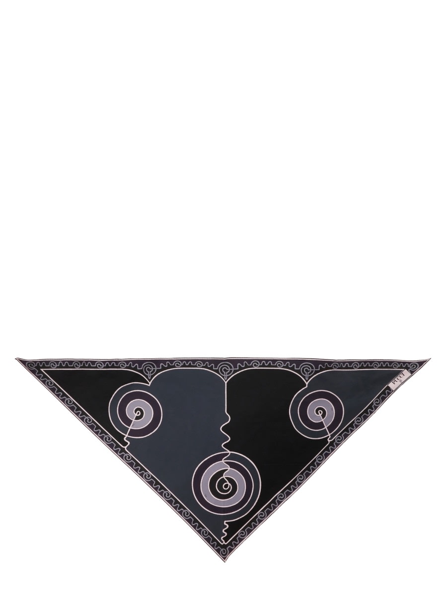 Pucci Triangle Scarf Abstract Pattern Design In Black