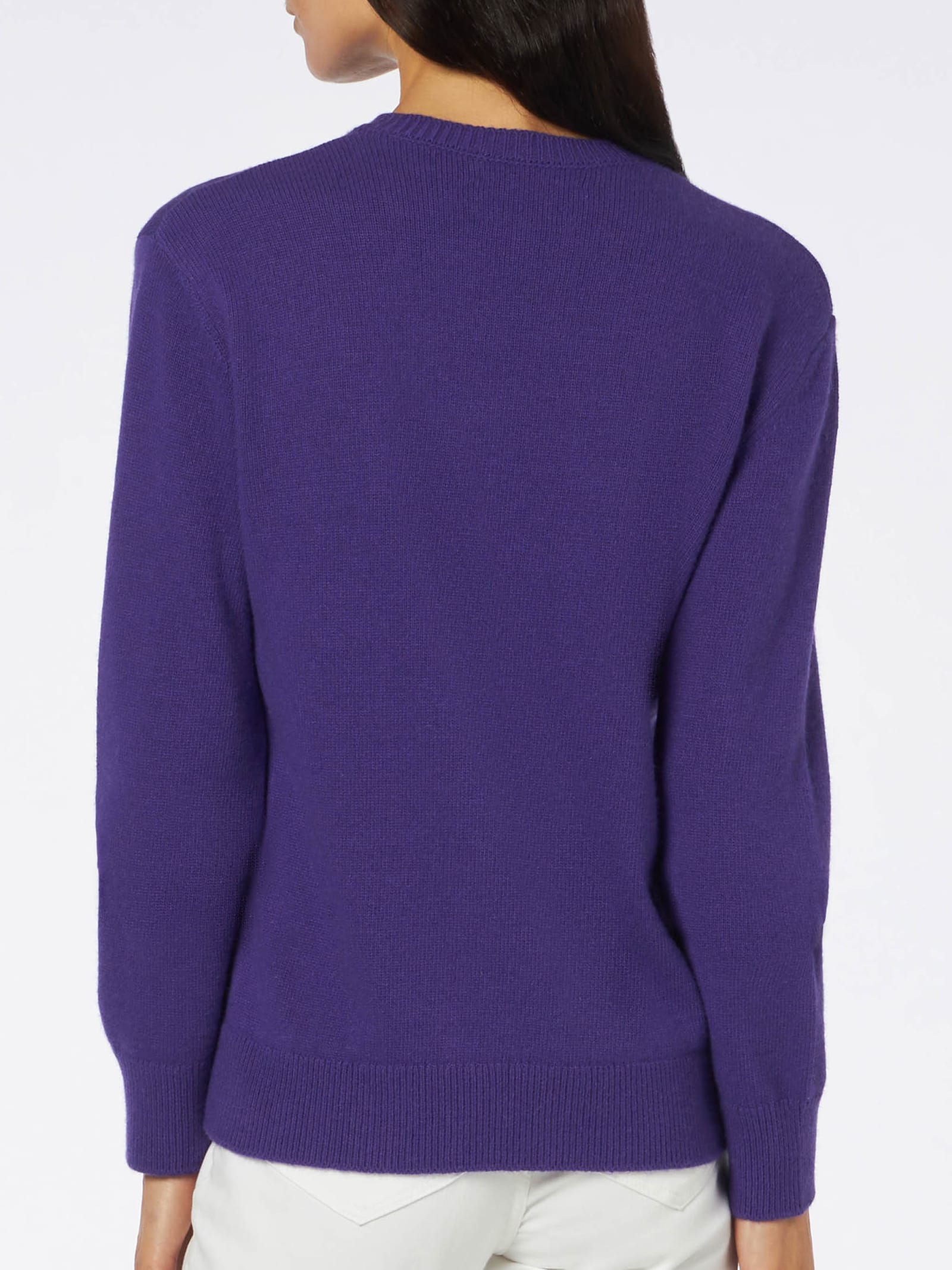 Mc2 Saint Barth Woman Crewneck Purple Sweater With Permalosa Print In Pink