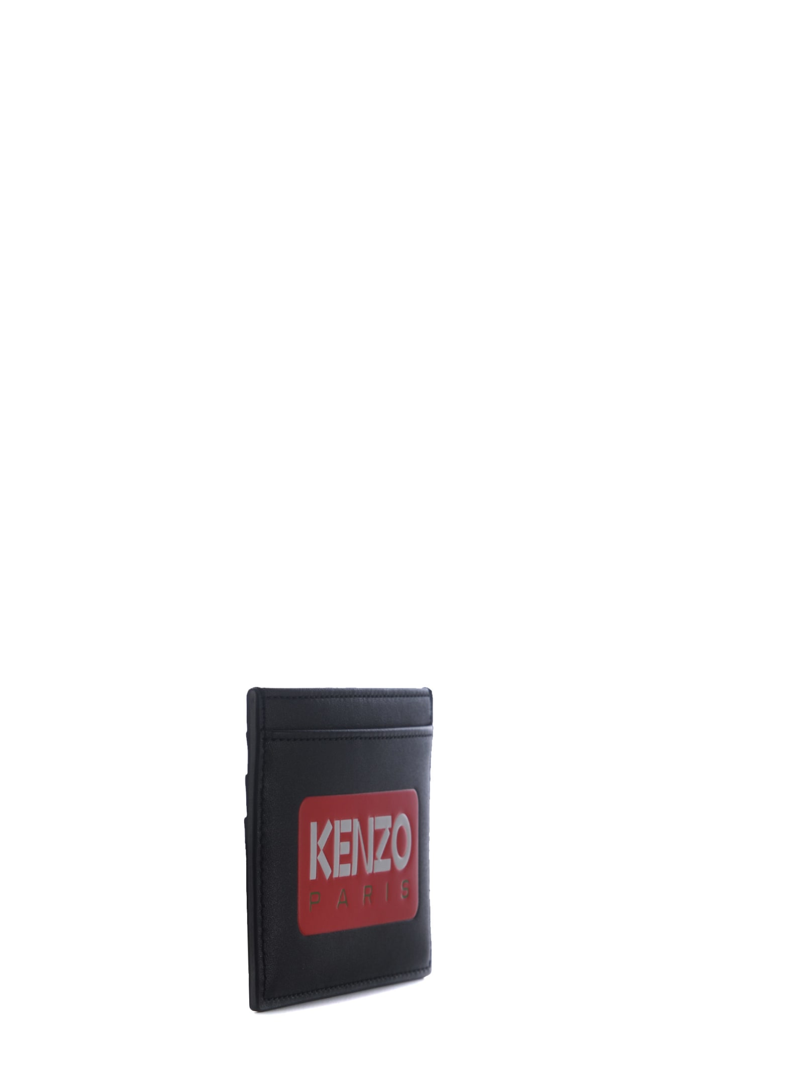 Shop Kenzo Card Holder   Paris In Leather In Nero