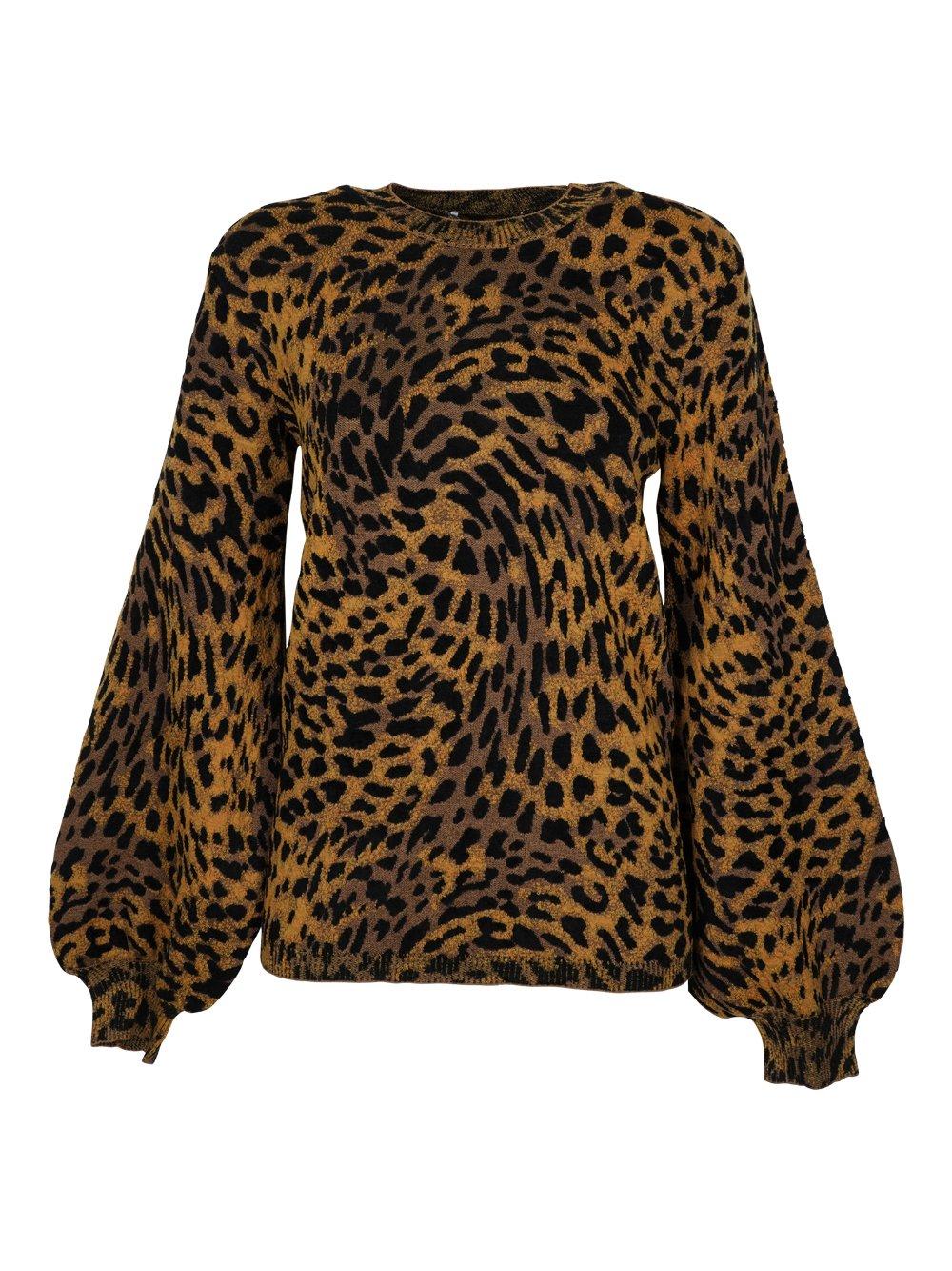 Stella McCartney Leopard-print Crewneck Long-sleeve Top