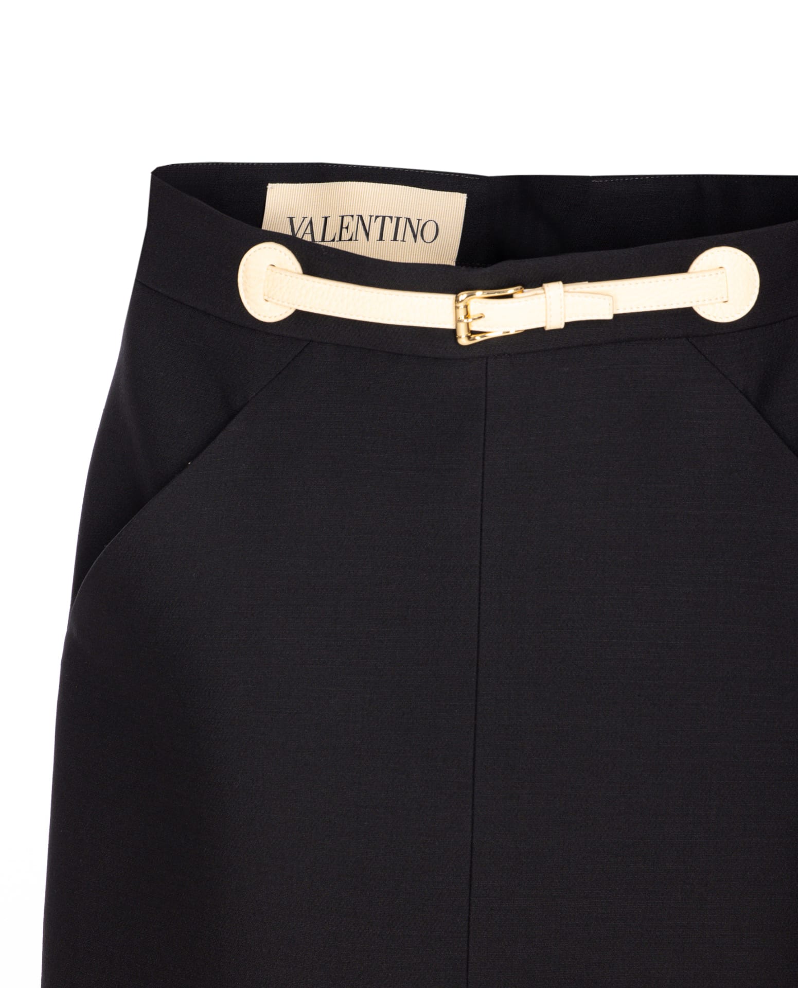Valentino Garavani Women Skirt With Leather Details In Black