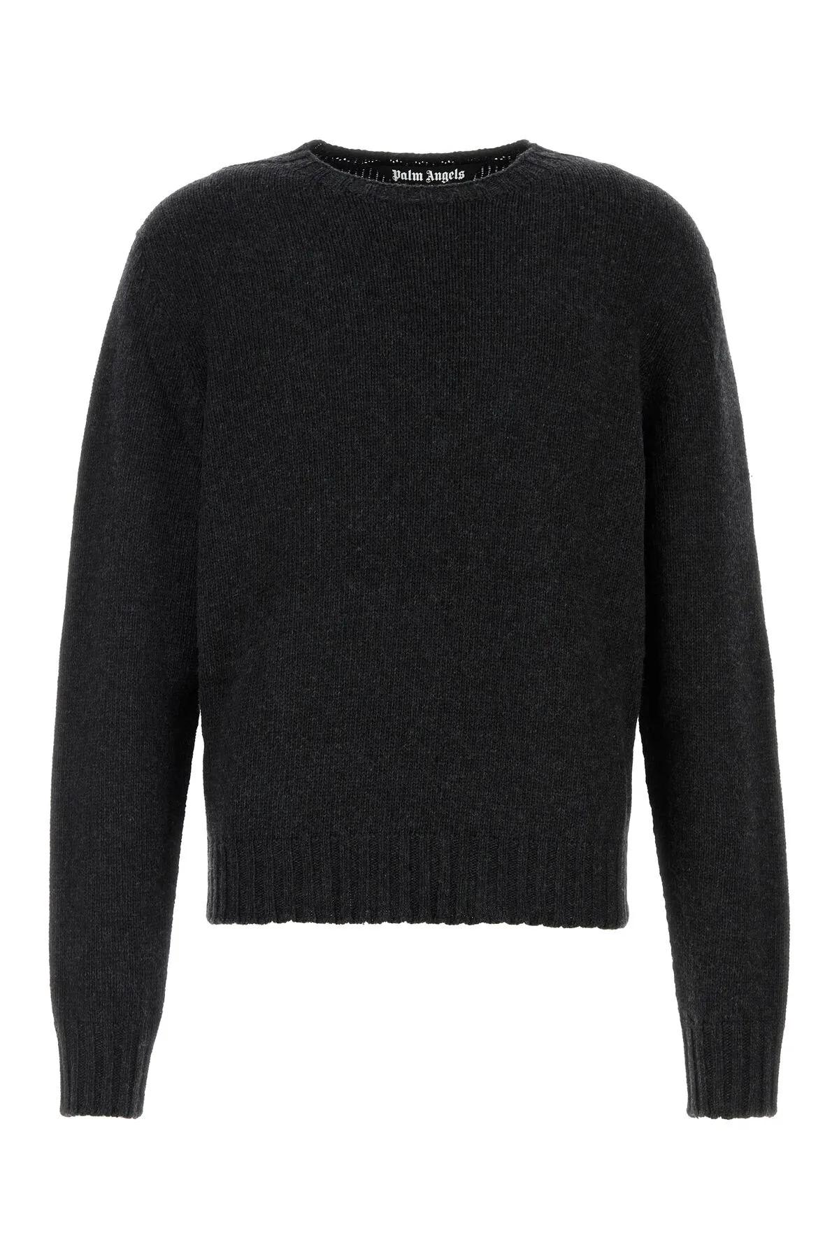 Shop Palm Angels Black Wool Blend Sweater In Dark Grey Off White