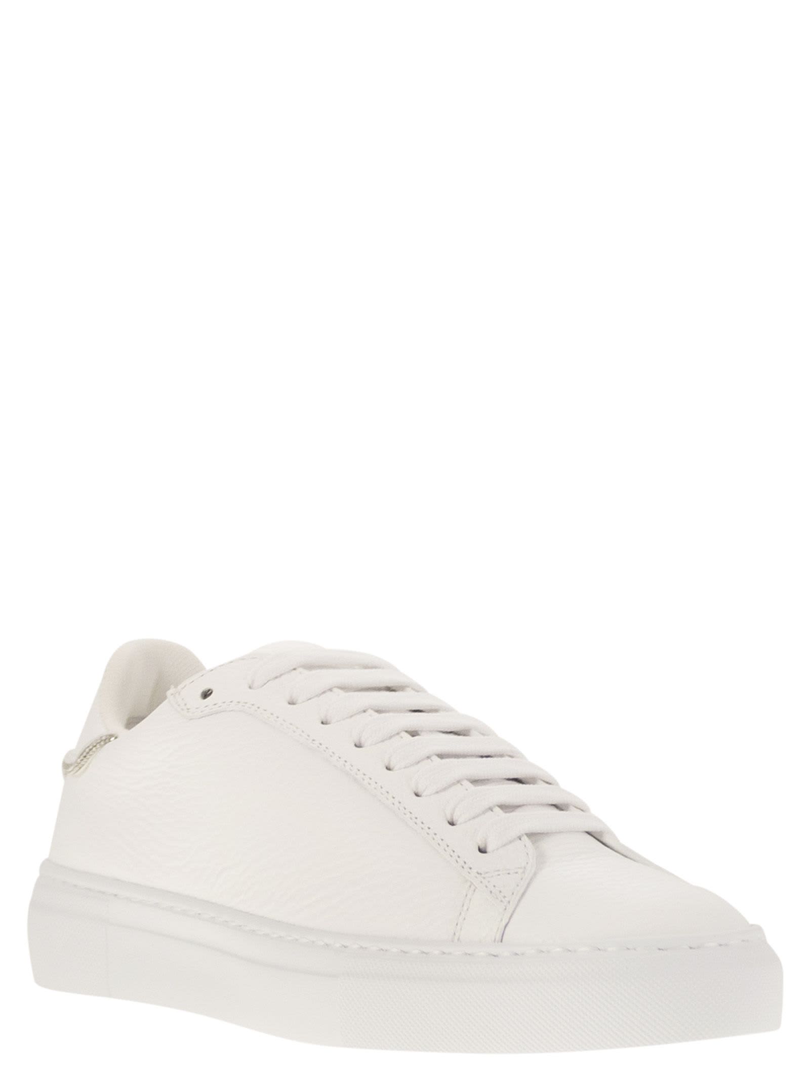 Fabiana Filippi Lace-up Leather Sneakers With Shiny Accents In White