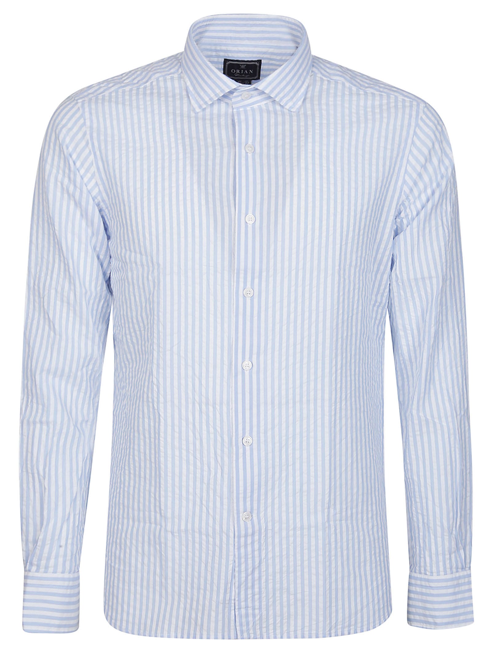 Shop Orian Long Sleeve Slim Shirt In Bianco/azzurro