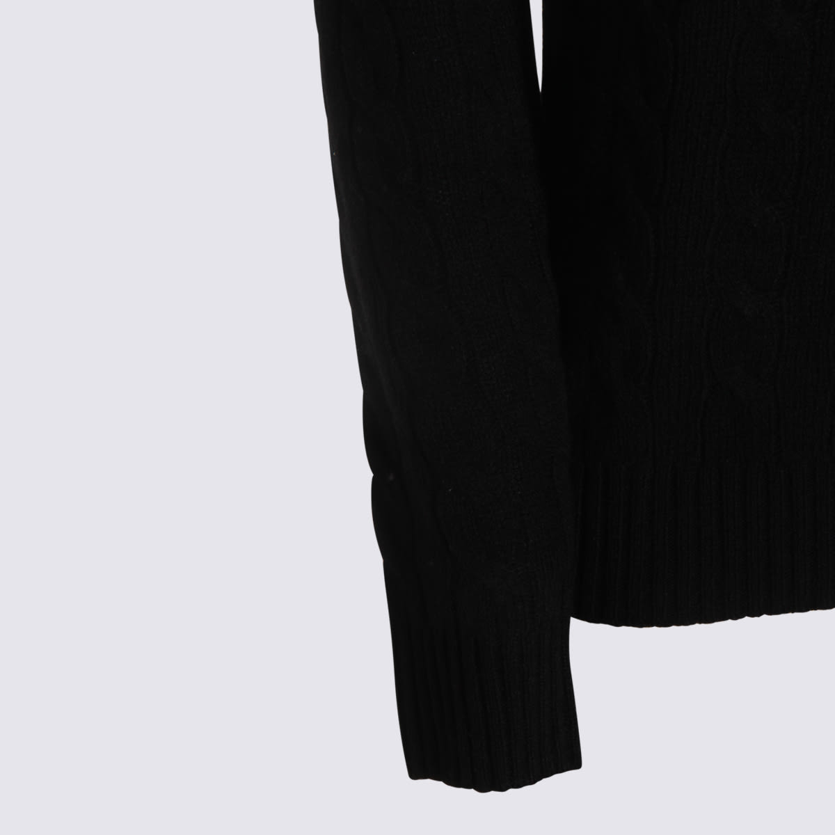 Polo Ralph Lauren Kimberly Cable Cotton V Neck Sweater In Black