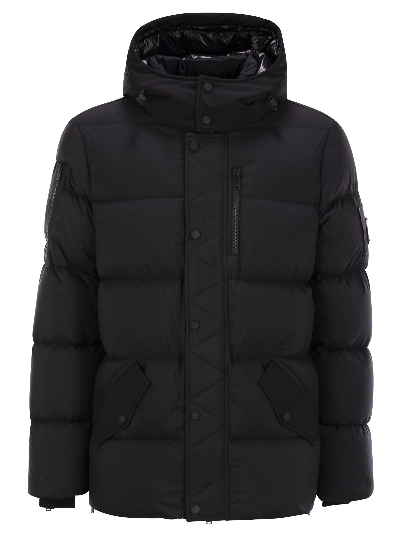 Shop Moose Knuckles Everest 3q - Hooded Down Jacket In Black