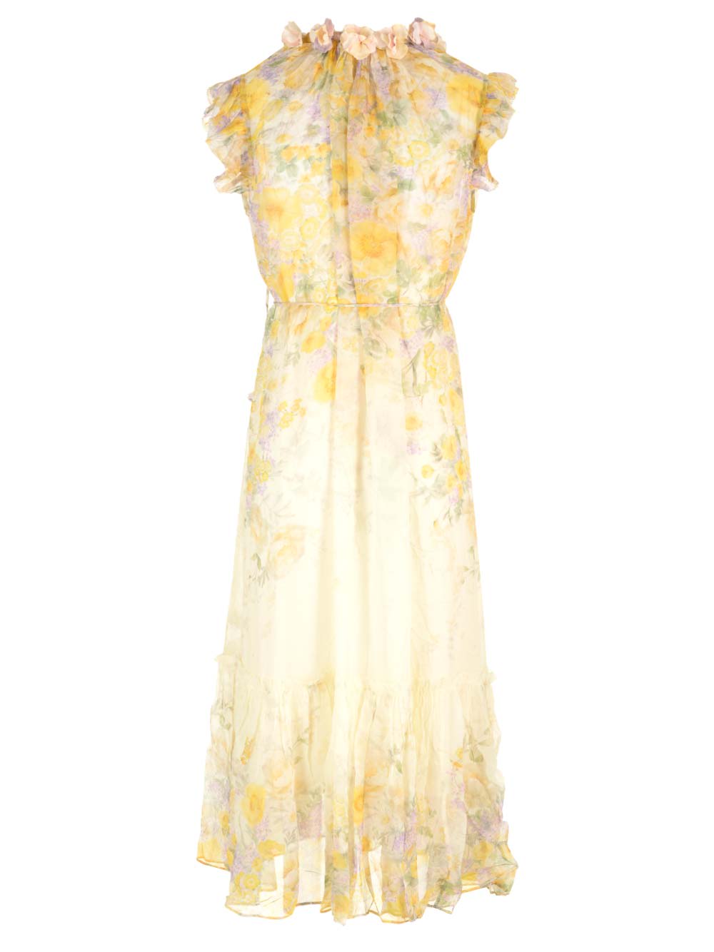 Shop Zimmermann Harmony Midi Dress With Floral Print In Multicolour