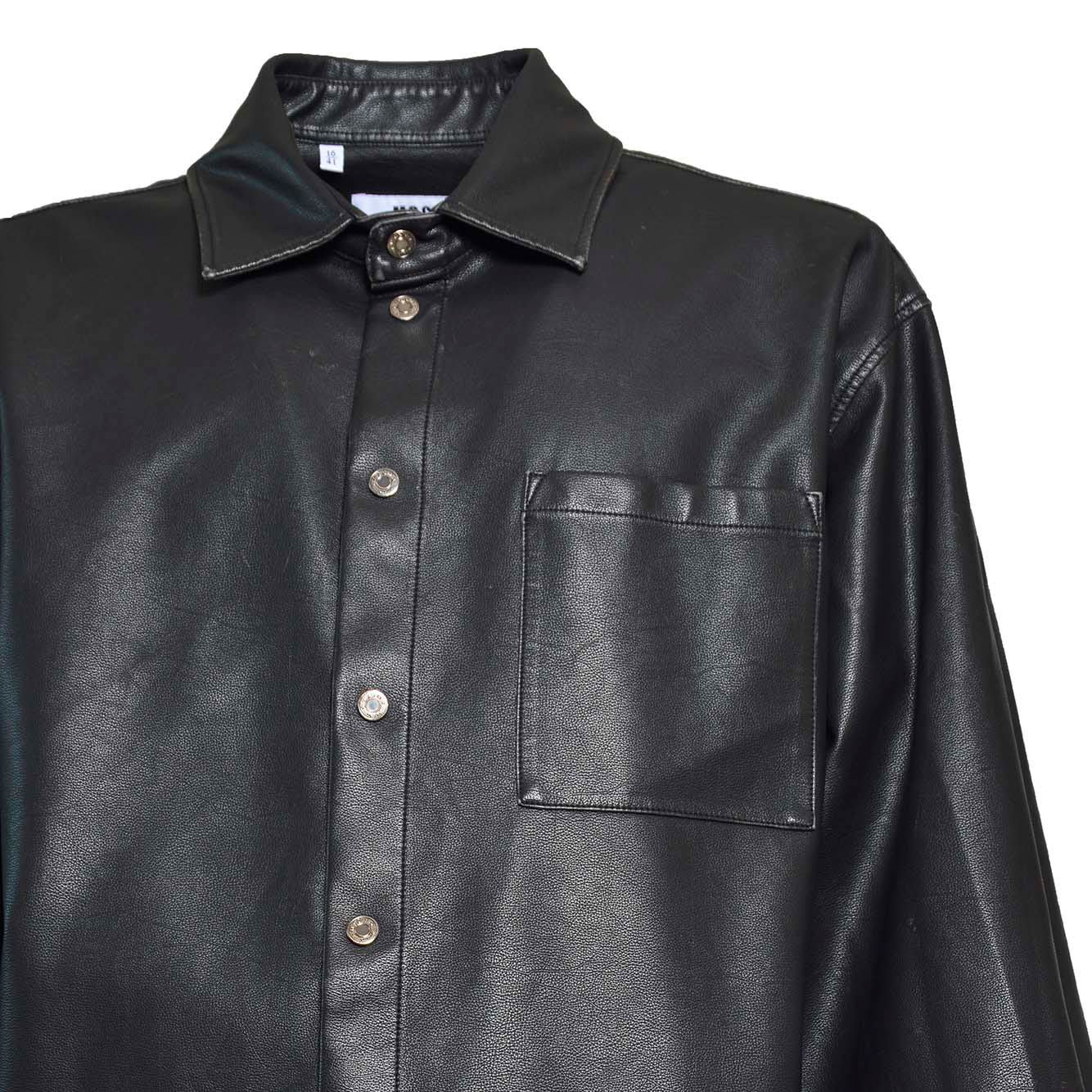 Shop Msgm Long Sleeved Press-stud Shirt In Nero